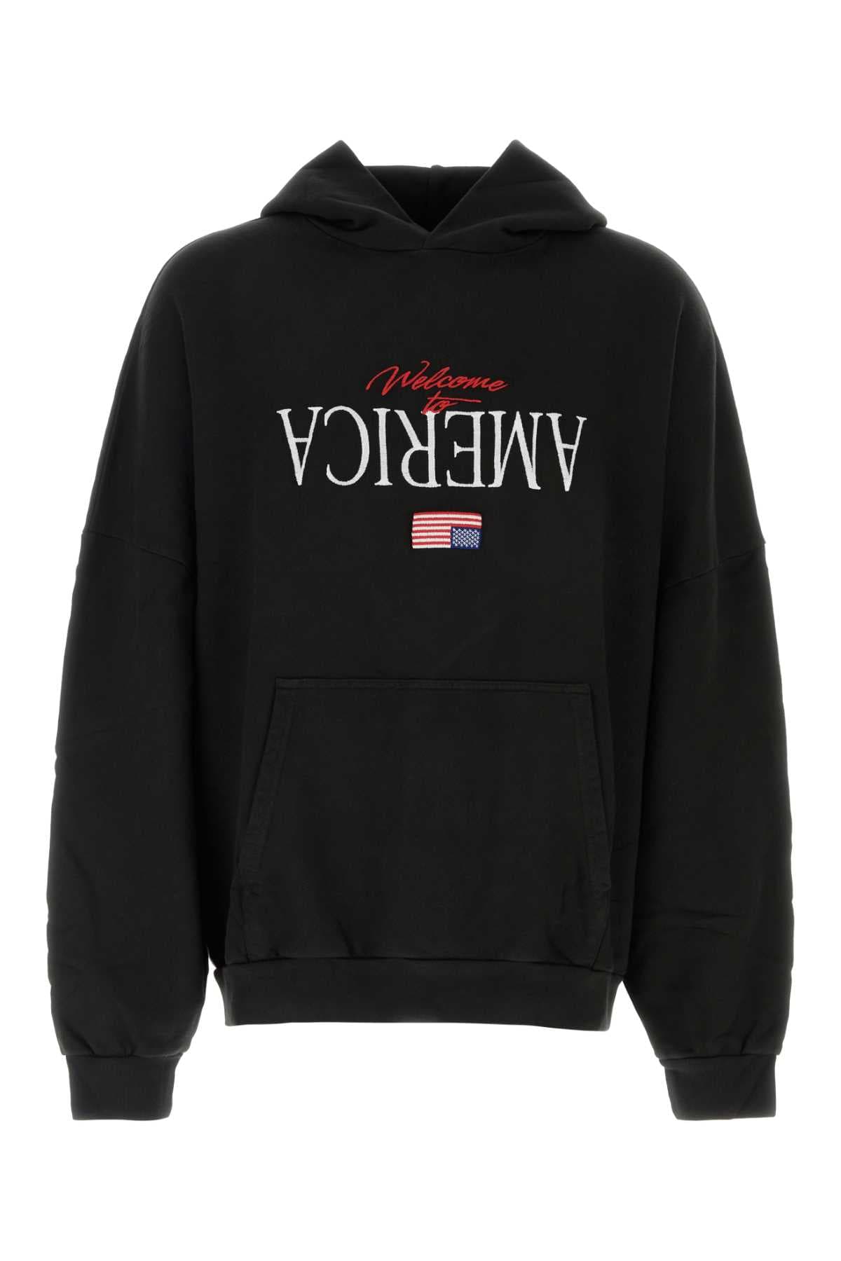Black cotton oversize Welcome to America sweatshirt