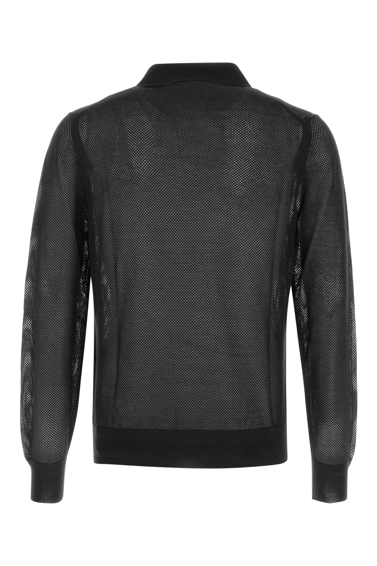 Black mesh polo shirt - мініатюра 2
