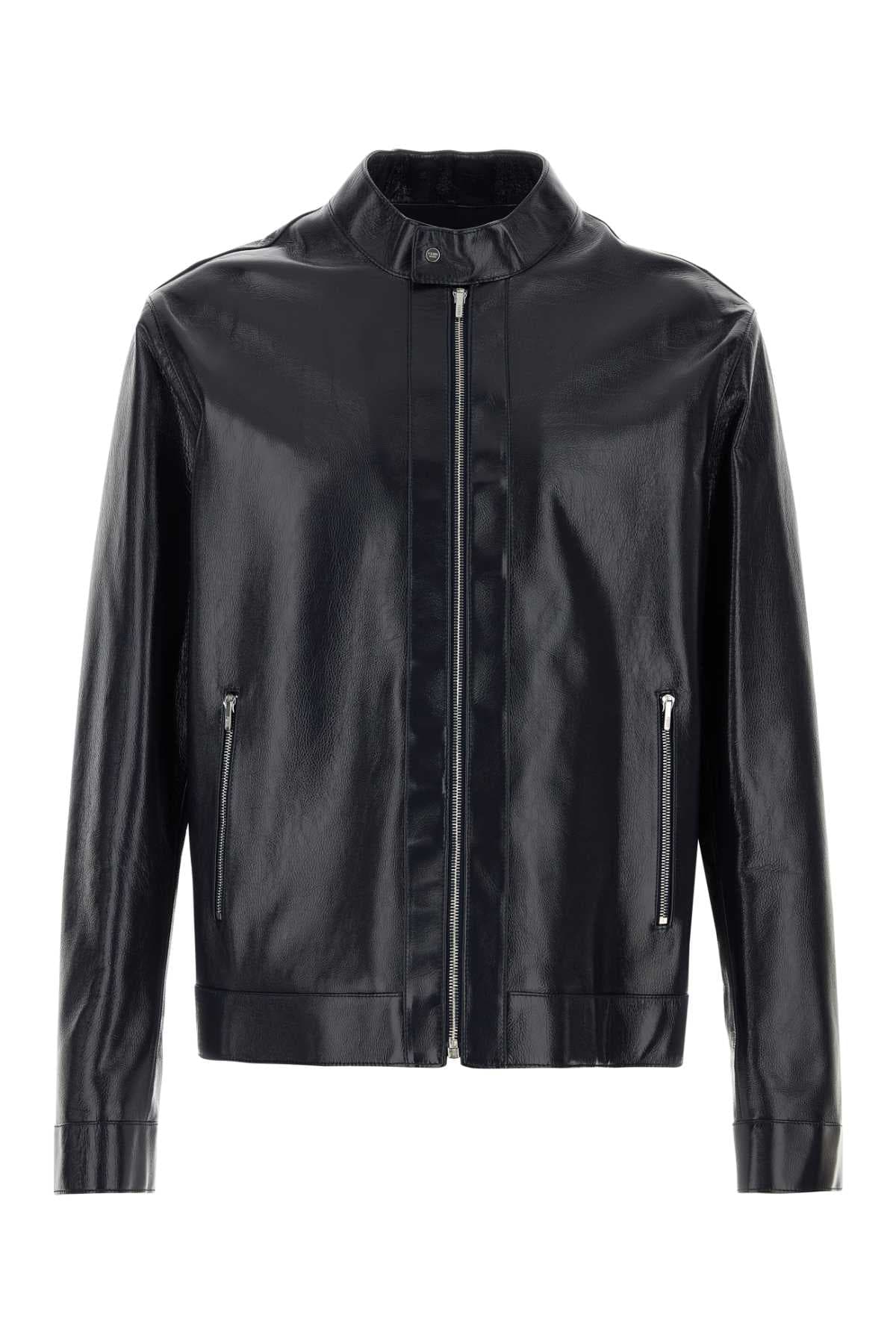 Midnight blue leather jacket