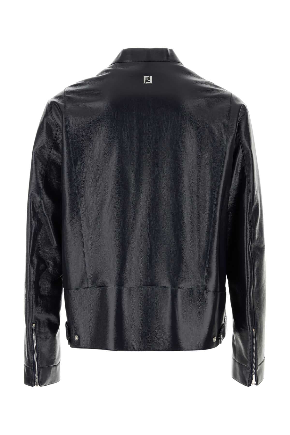 Midnight blue leather jacket - мініатюра 2