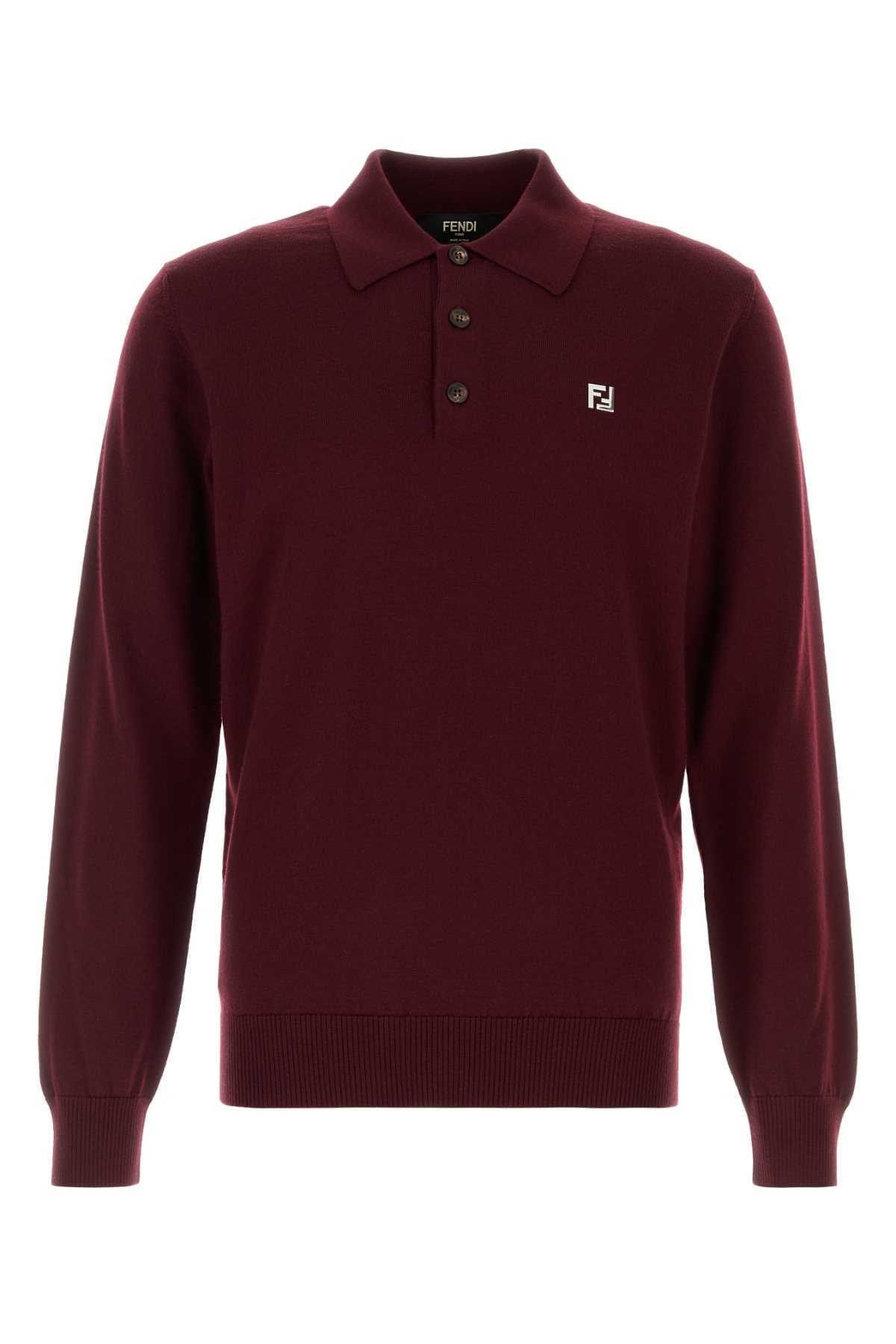 Burgundy stretch wool polo shirt