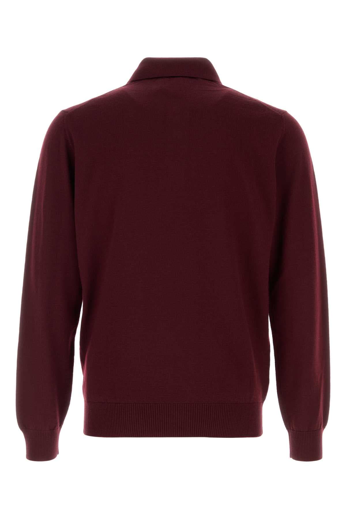 Burgundy stretch wool polo shirt - мініатюра 2