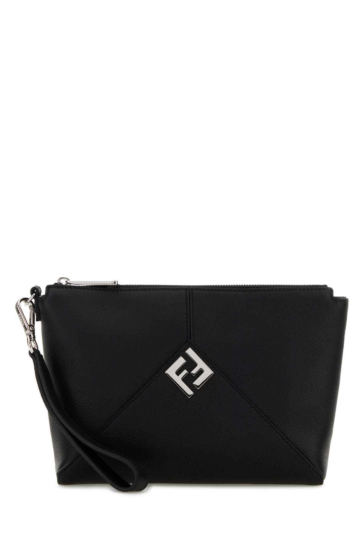 Black leather clutch
