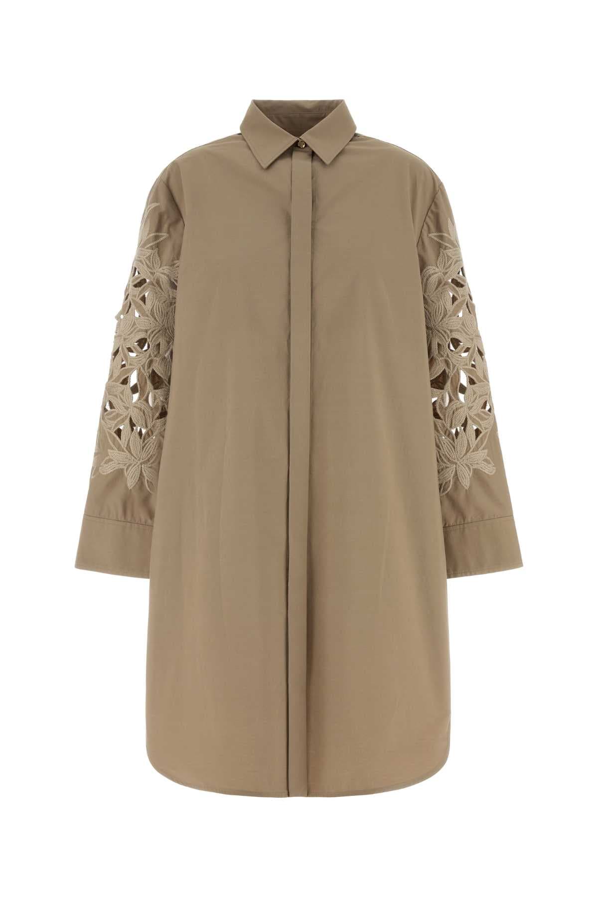 Dove grey poplin shirt dress