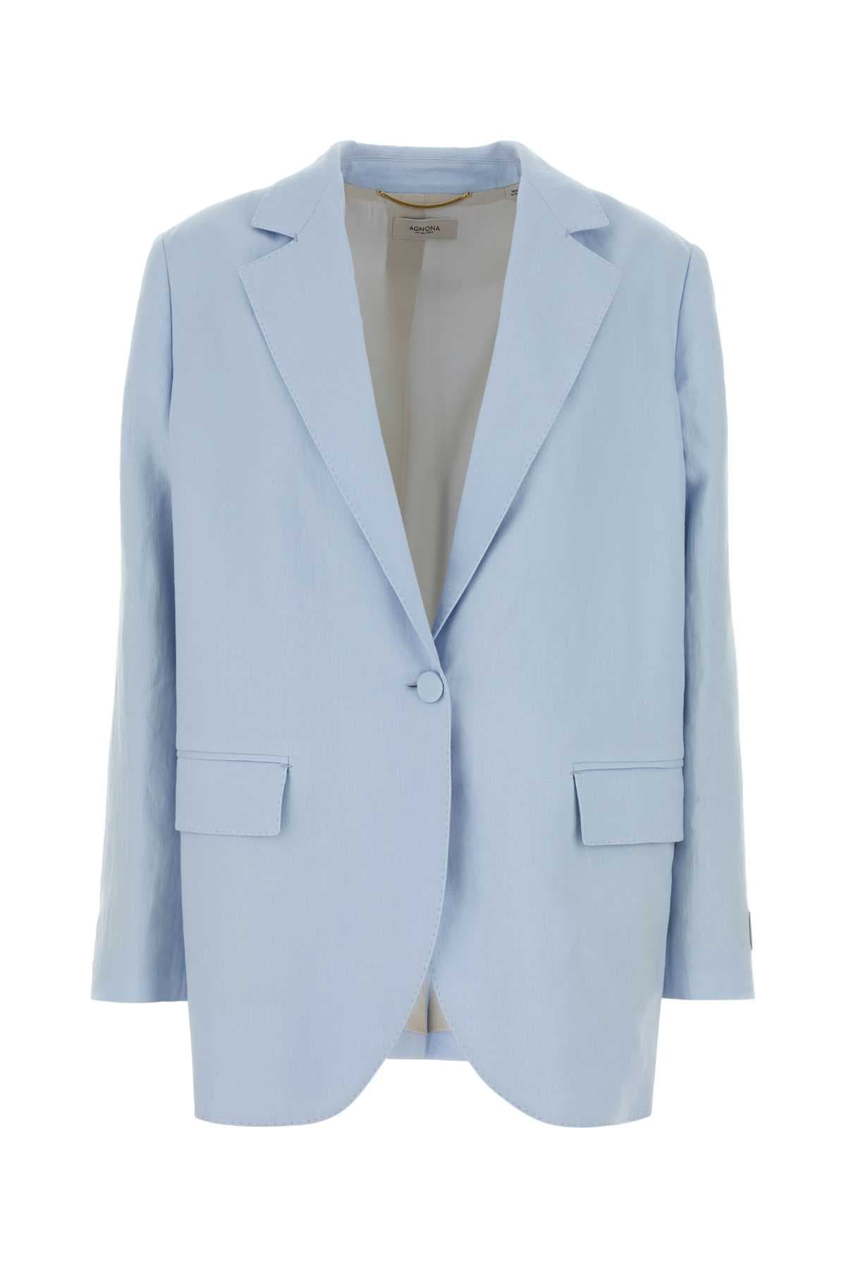 Pastel light-blue linen blazer