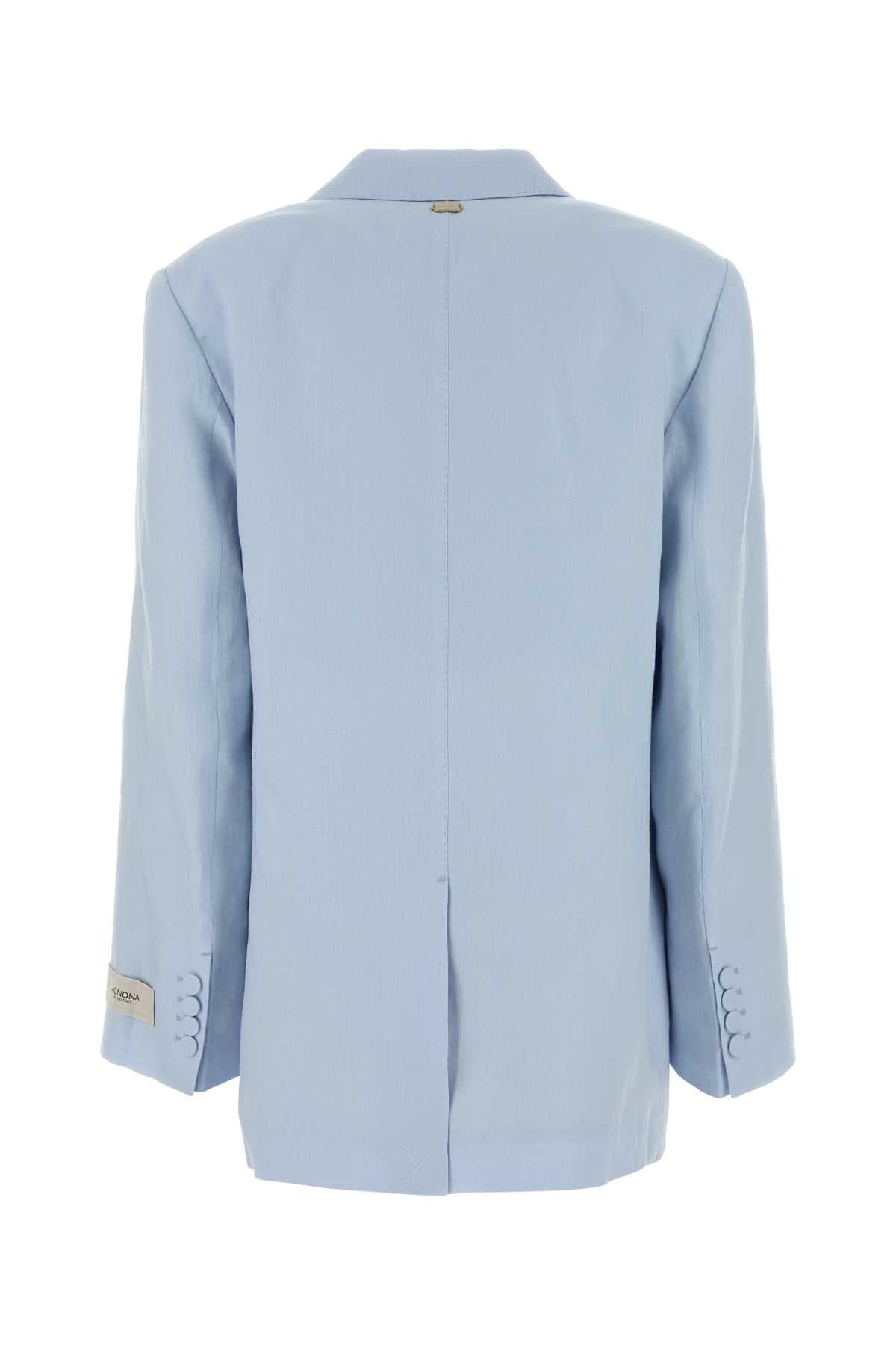 Pastel light-blue linen blazer - мініатюра 2