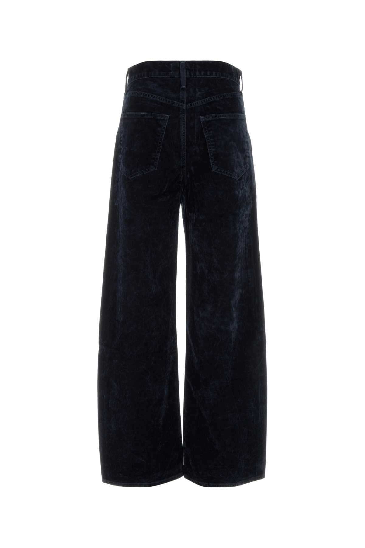 Dark blue velvet Low Curve jeans - мініатюра 2