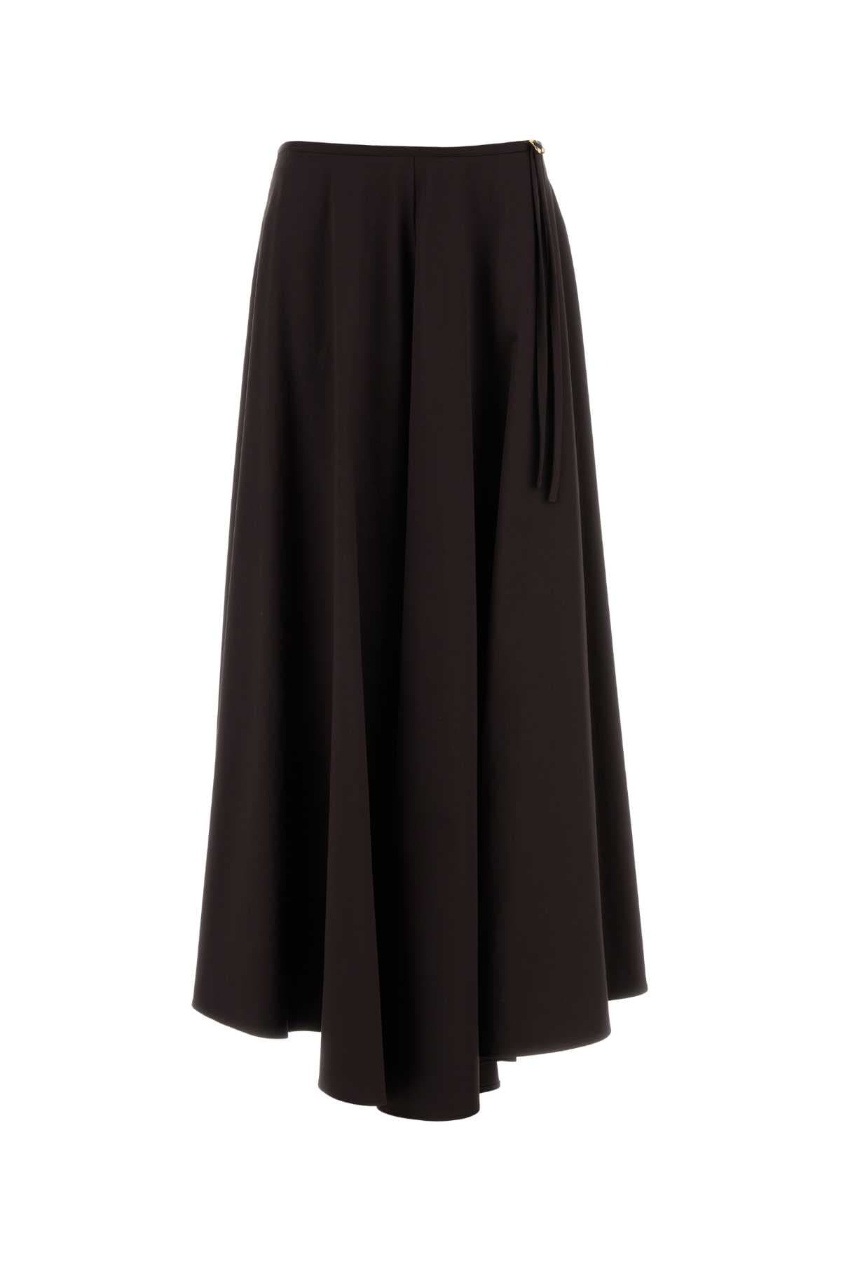 Brown stretch poplin skirt