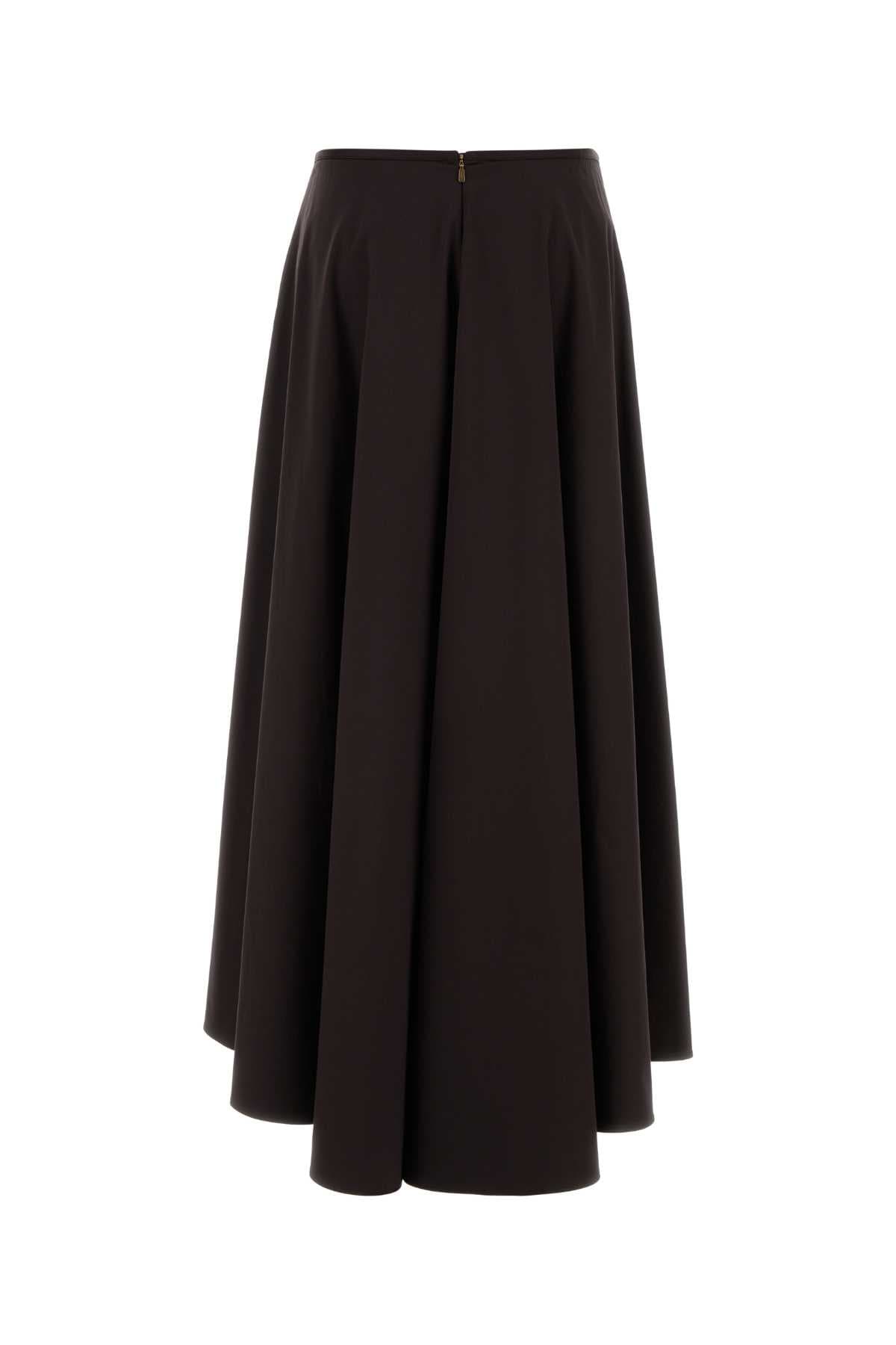 Brown stretch poplin skirt - мініатюра 2
