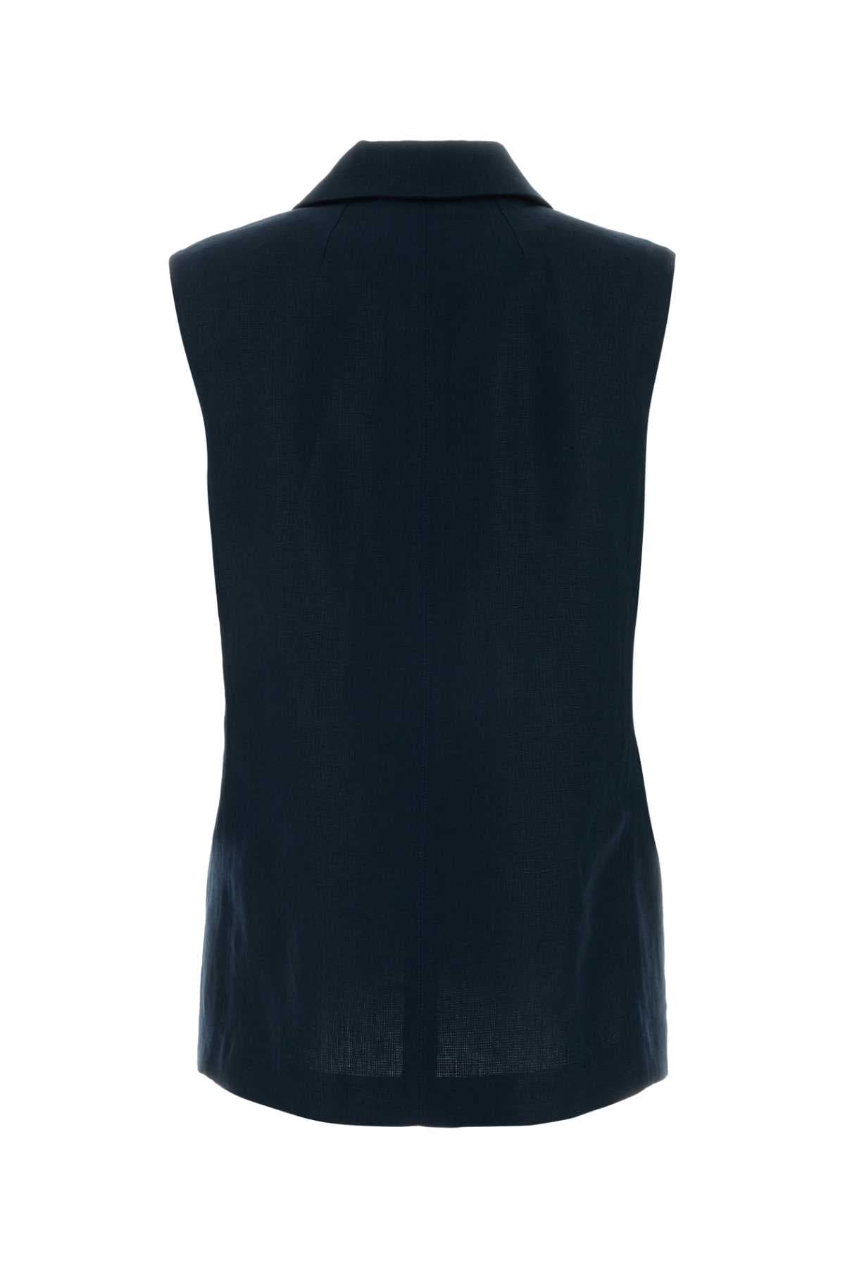 Midnight blue linen Bird vest - мініатюра 2