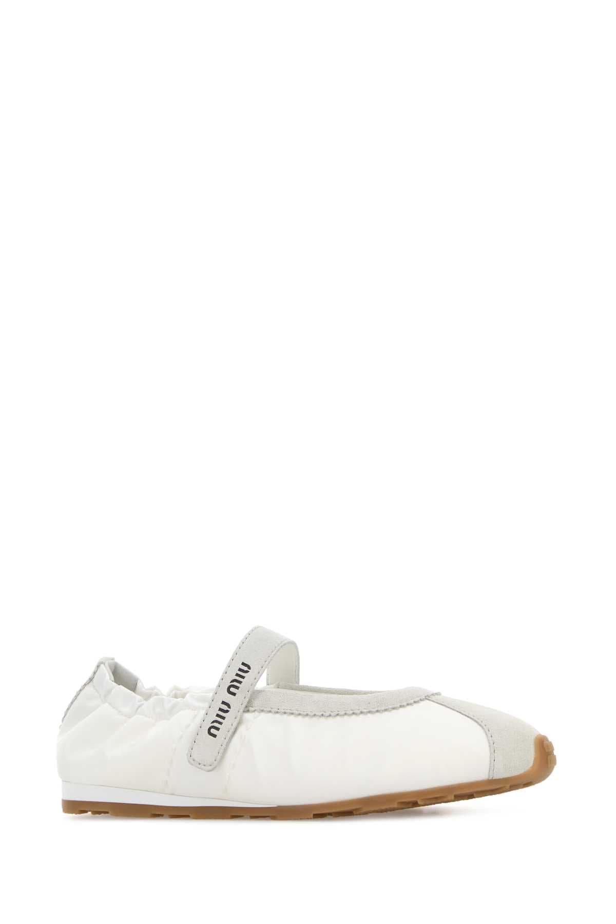 White suede and fabric ballerinas - мініатюра 2
