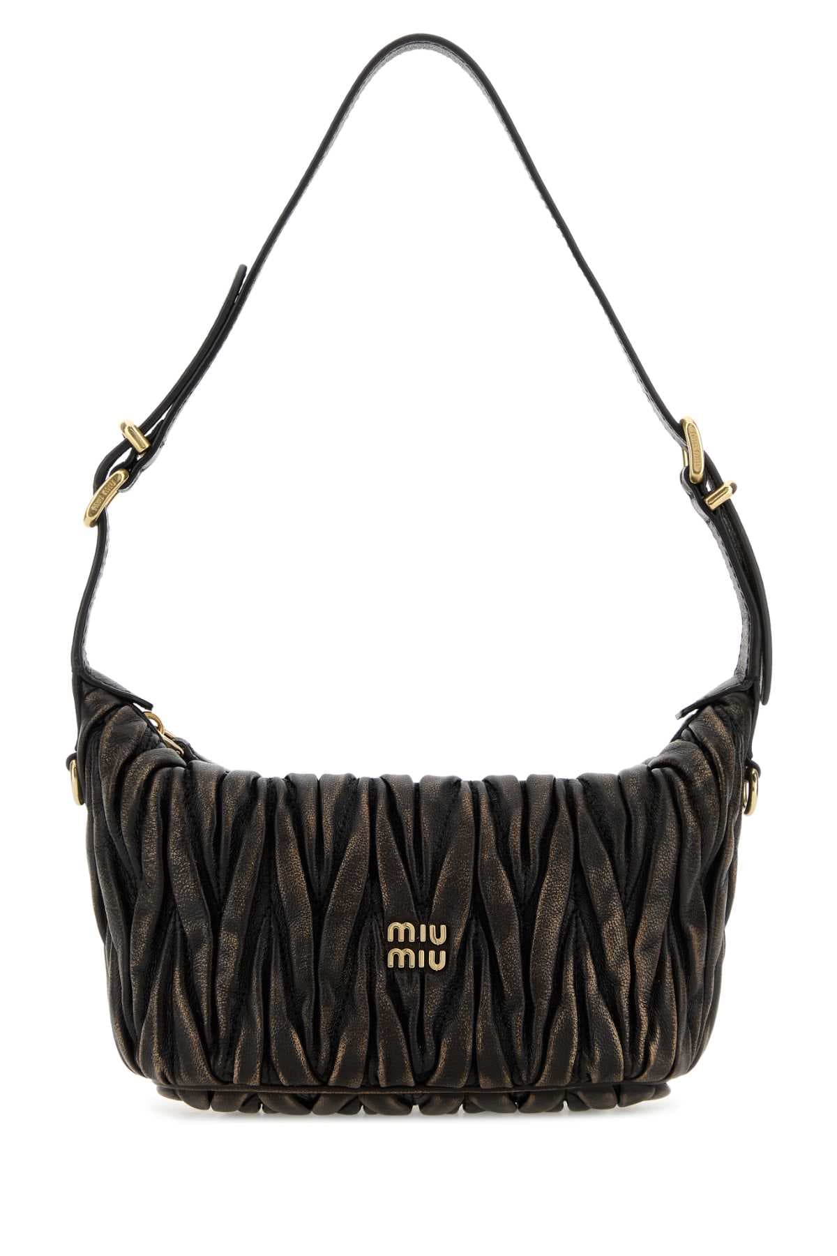 Dark brown leather handbag