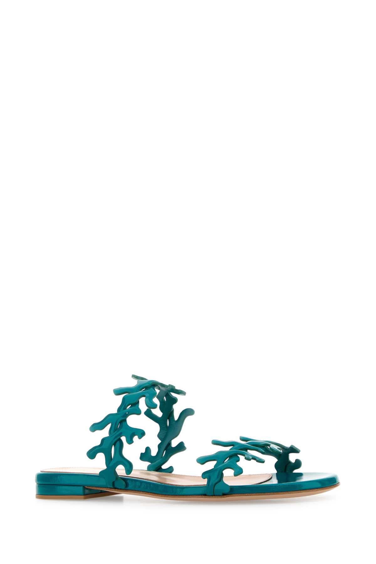 Petrol blue nappa leather Ocean slippers - мініатюра 2