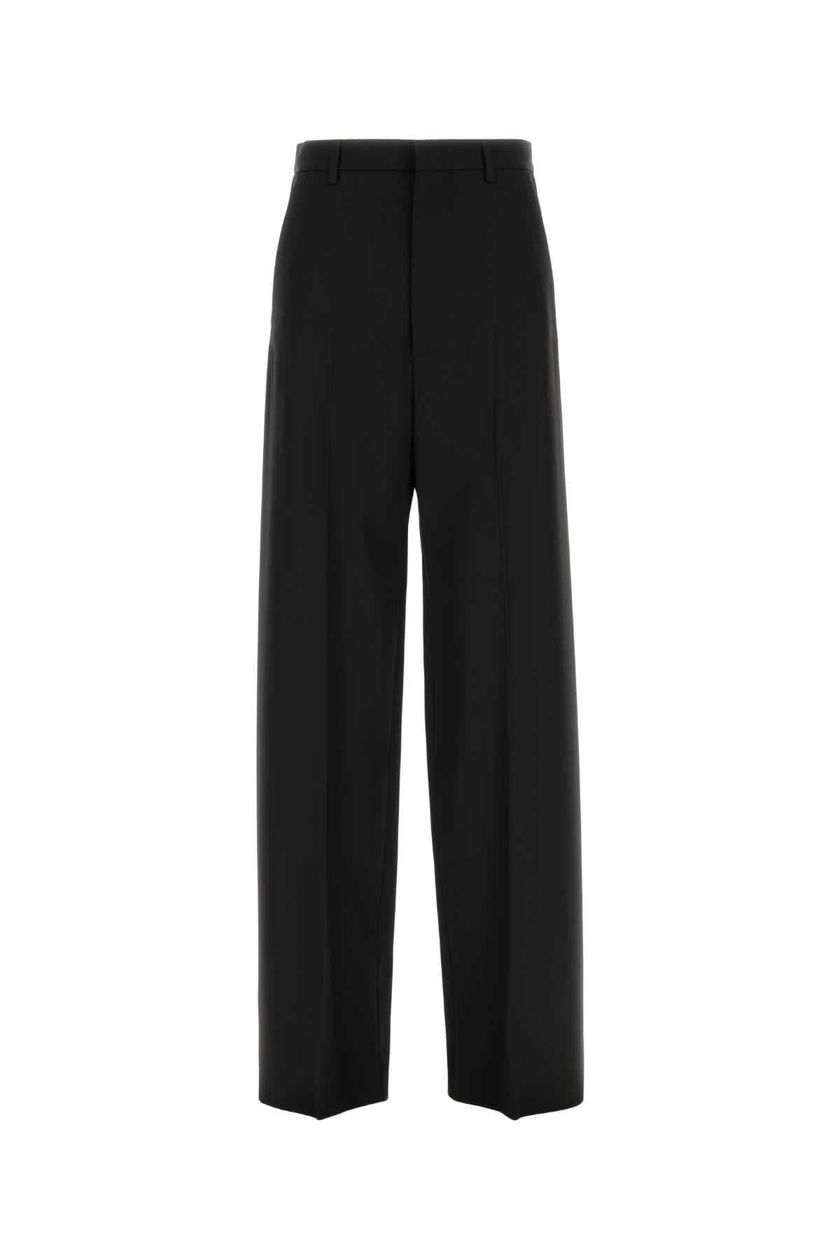 Black wool wide-leg pant