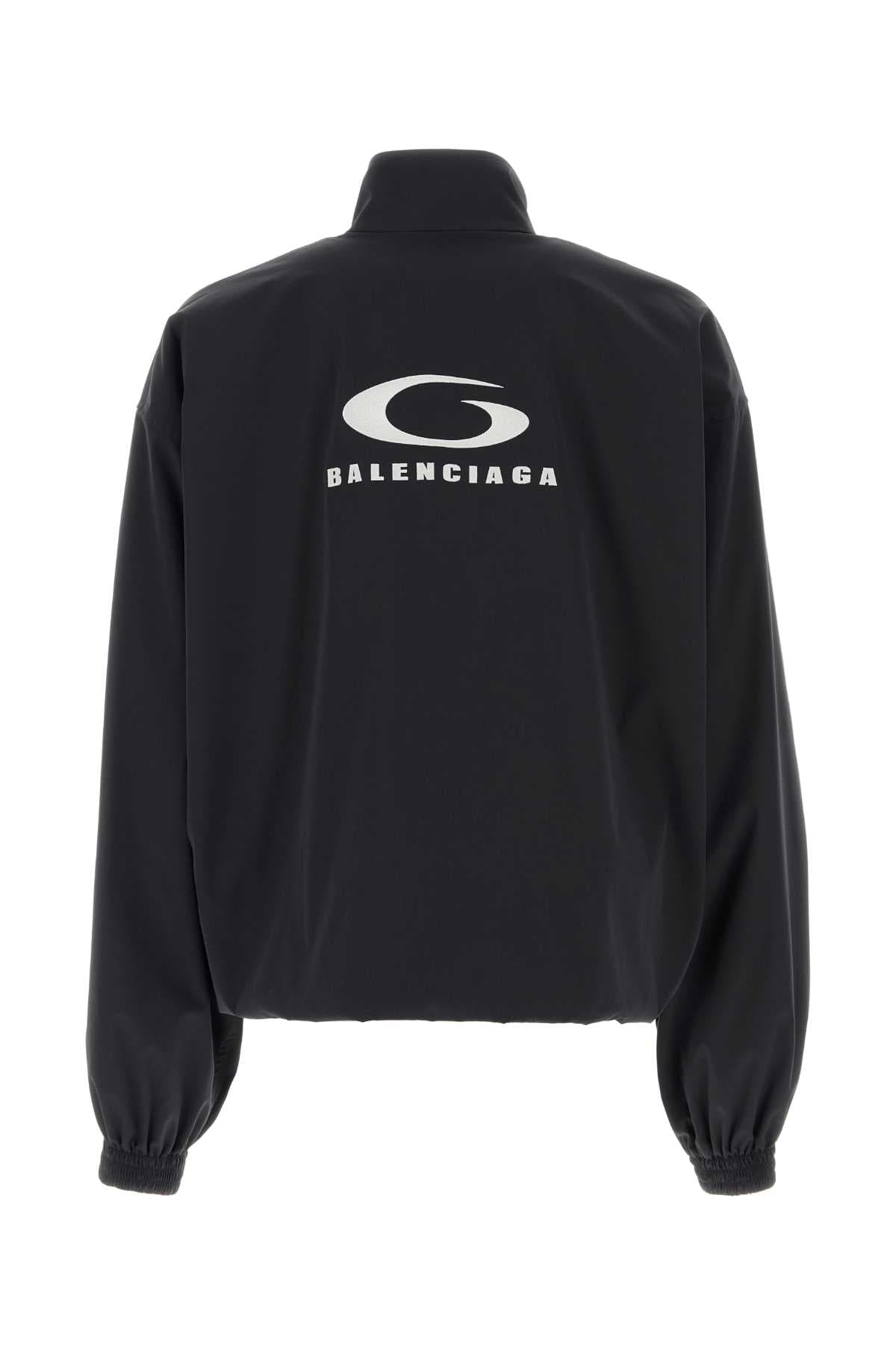 Black stretch polyester oversize jacket - мініатюра 2