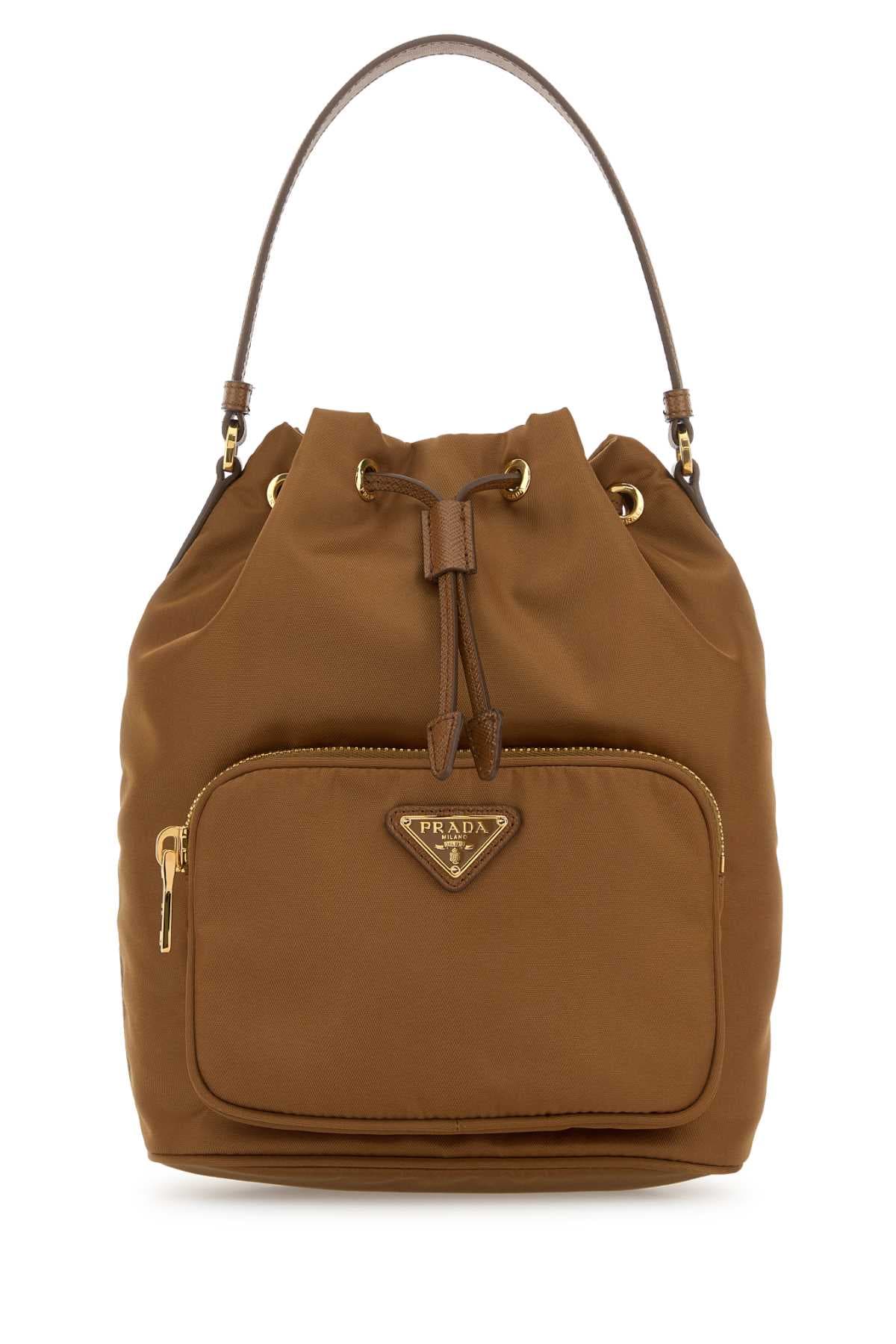 Caramel Re-Nylon Duet bucket bag