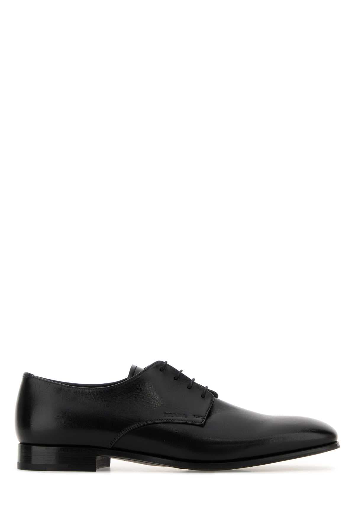 Black ovine leather lace-up shoes
