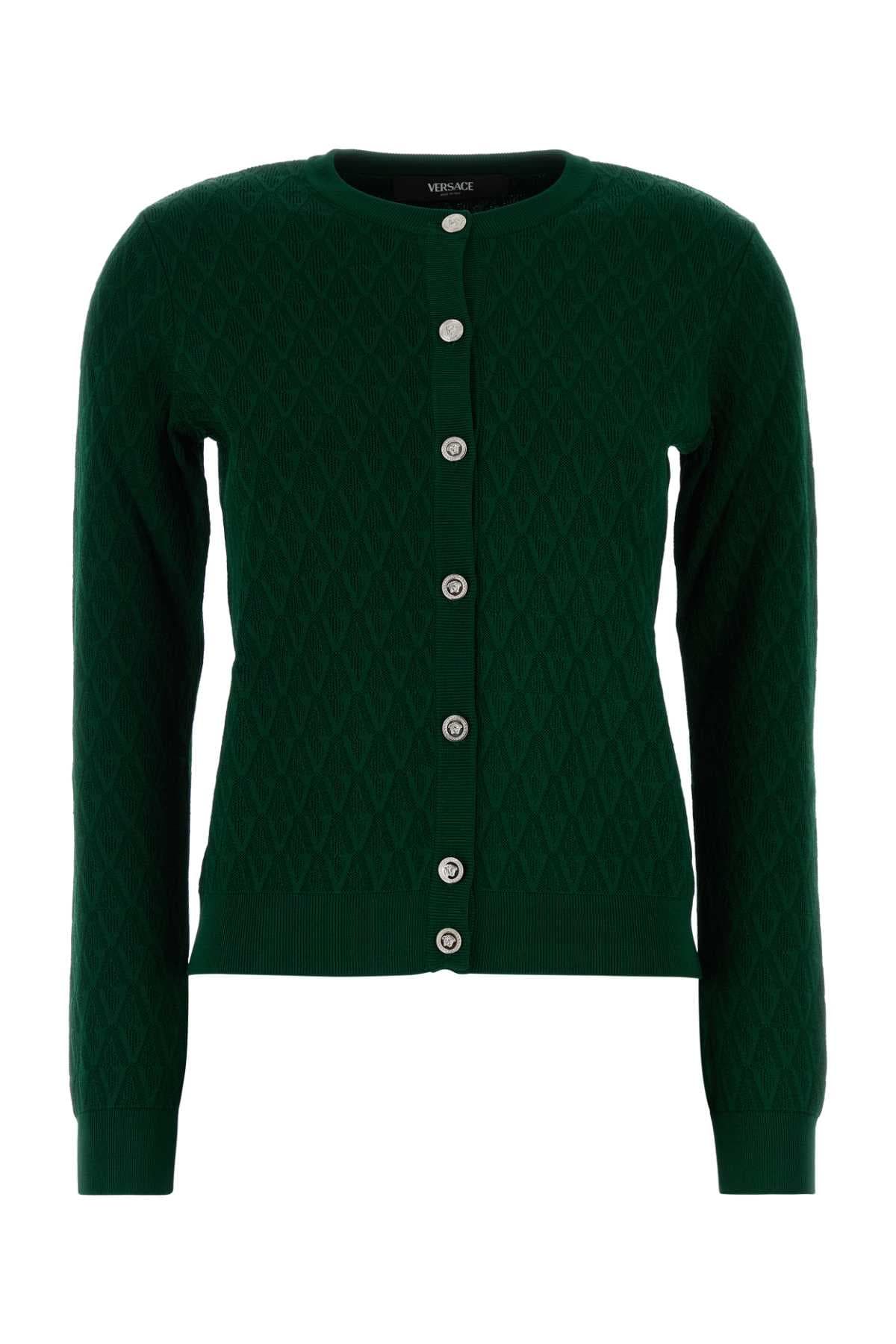 Green stretch viscose blend cardigan