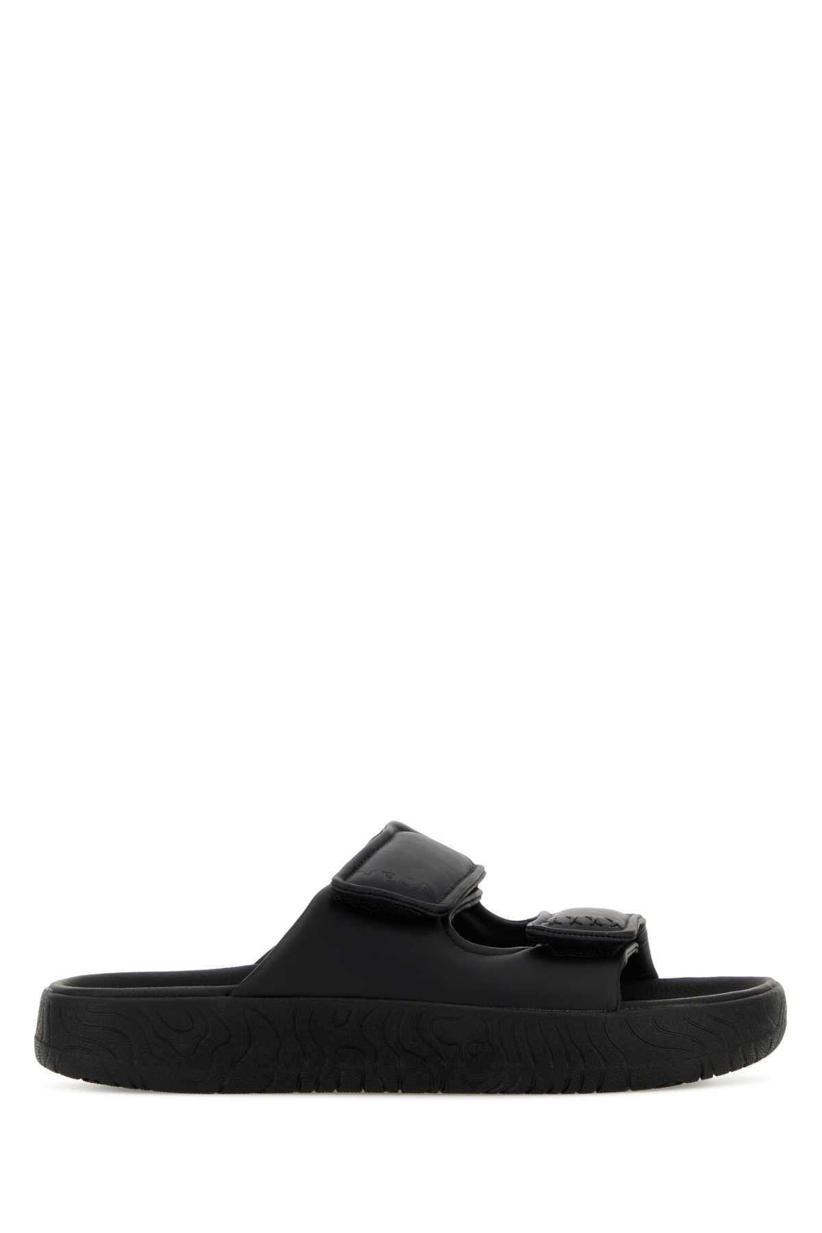 Black leather Etna slippers