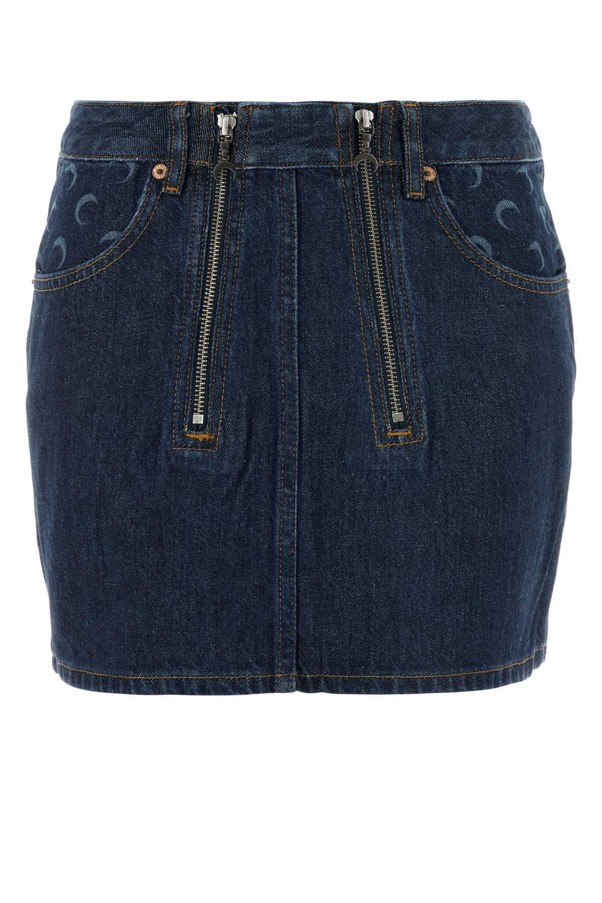 Blue denim mini skirt