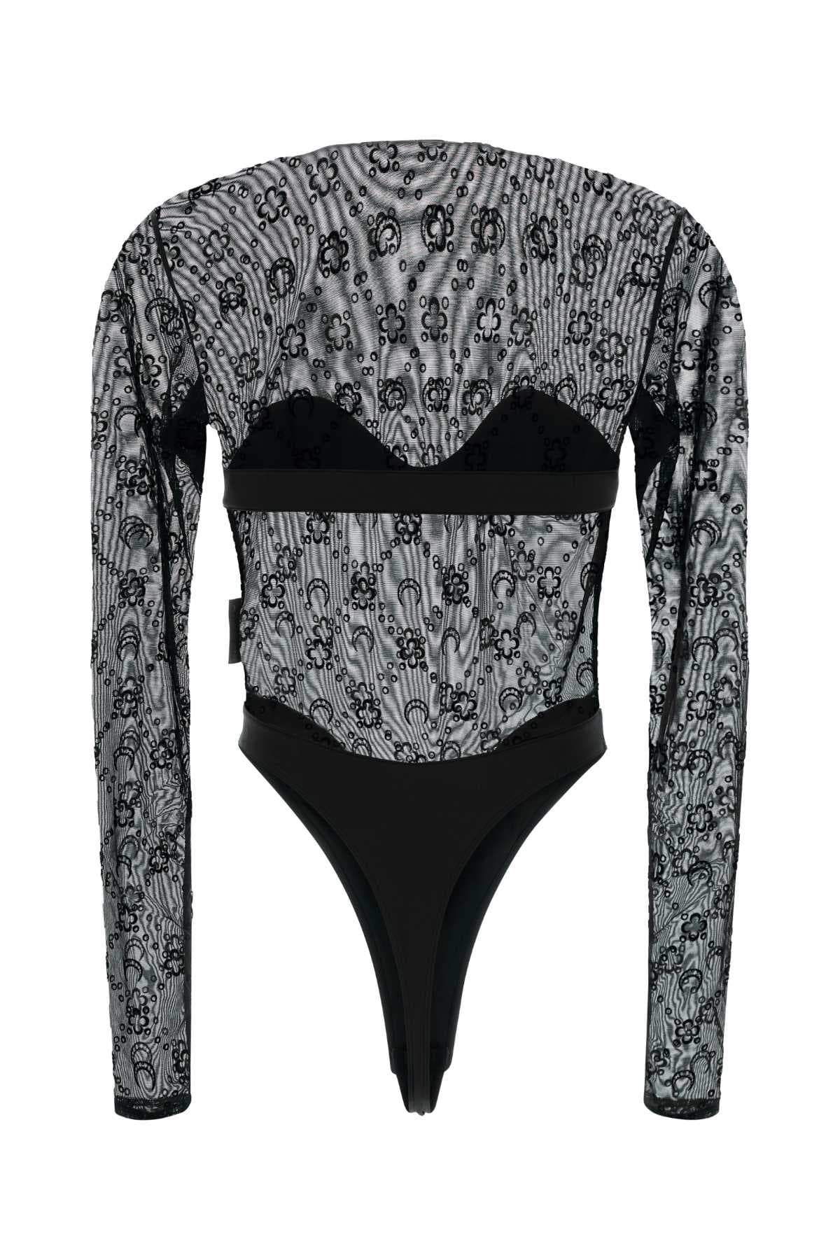 Black stretch tulle bodysuit - мініатюра 2