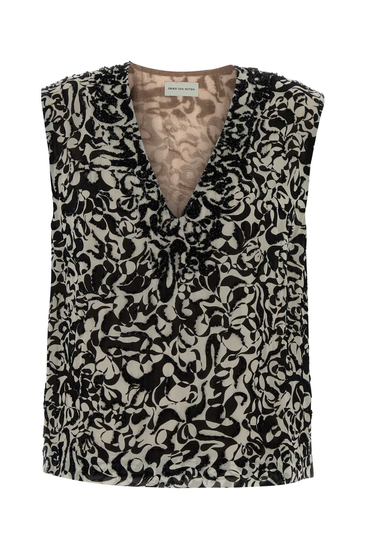Printed crepe College top