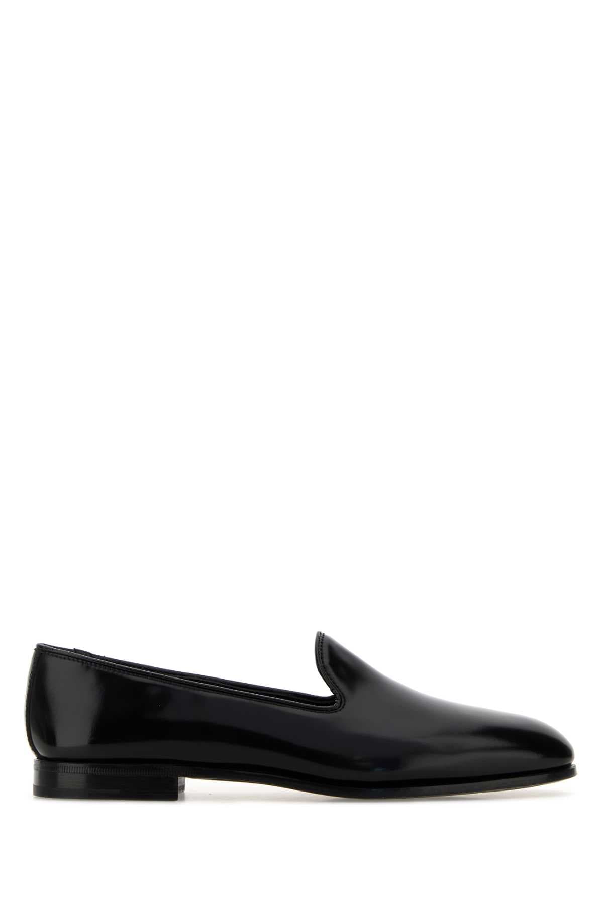 Black leather Reign ballerinas