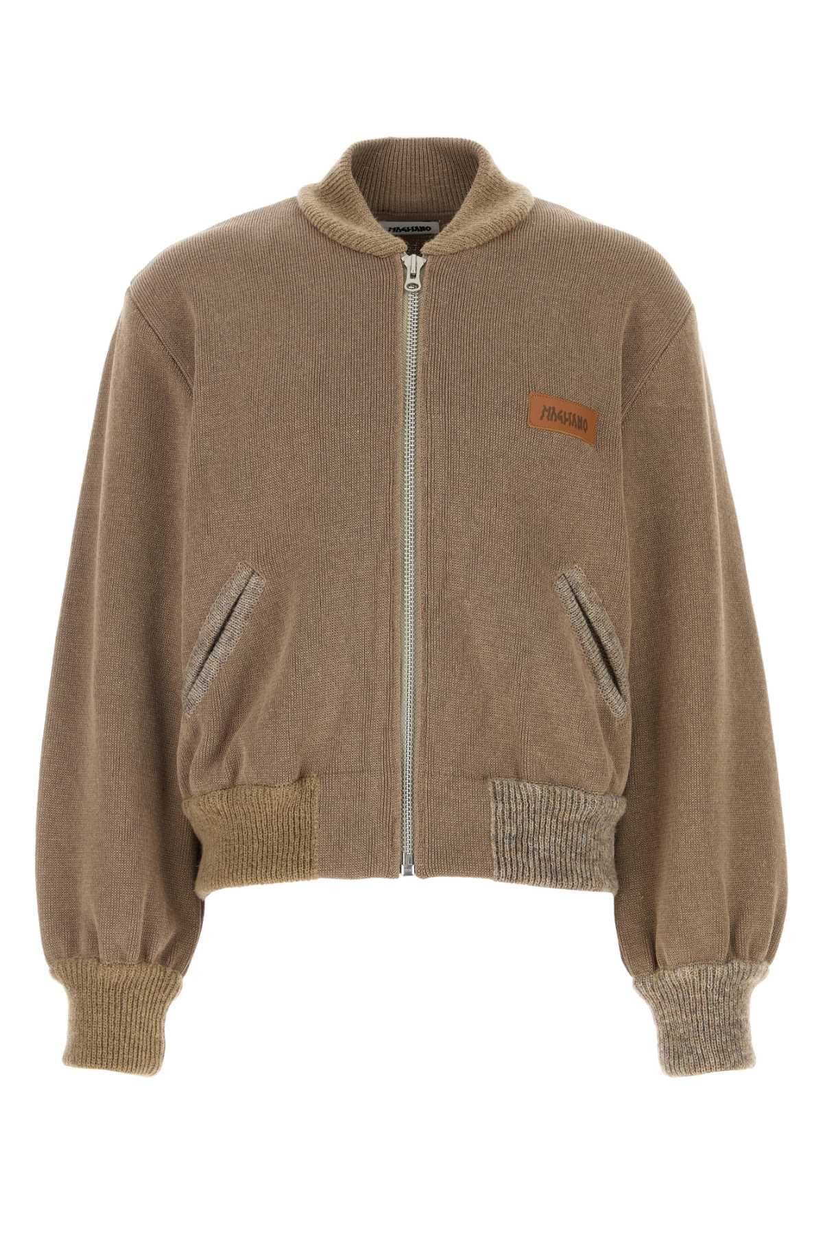 Biscuit cotton blend bomber jacket