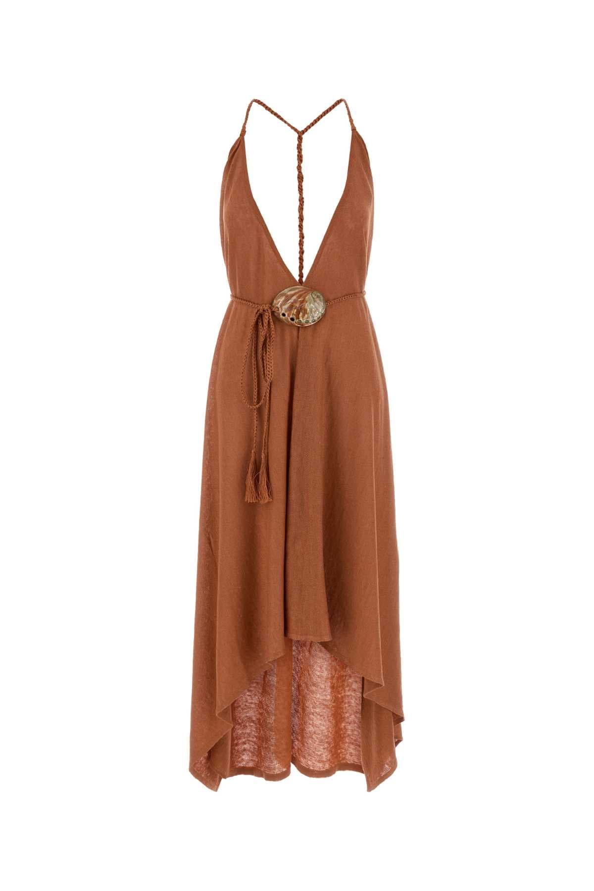 Brick linen dress