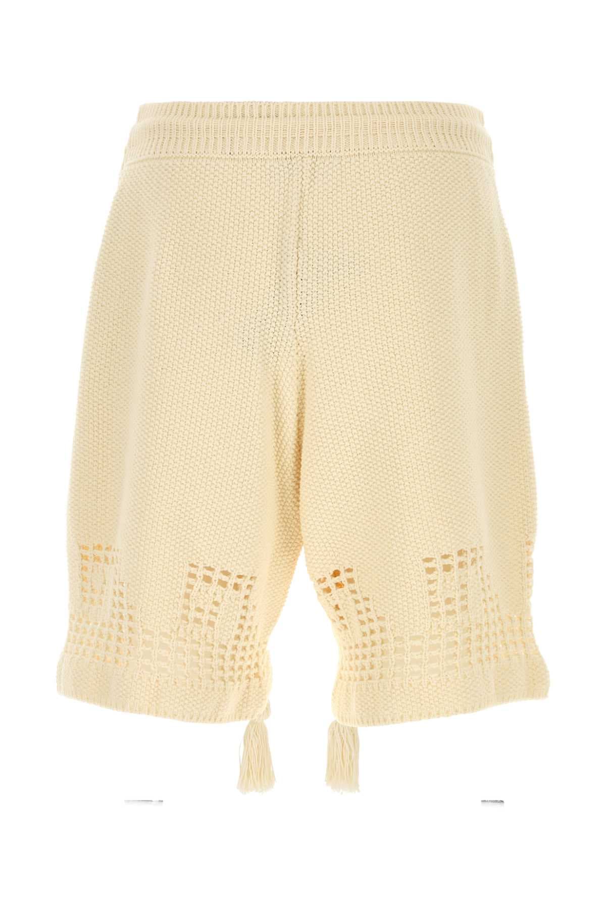 Cream cotton blend bermuda shorts - мініатюра 2