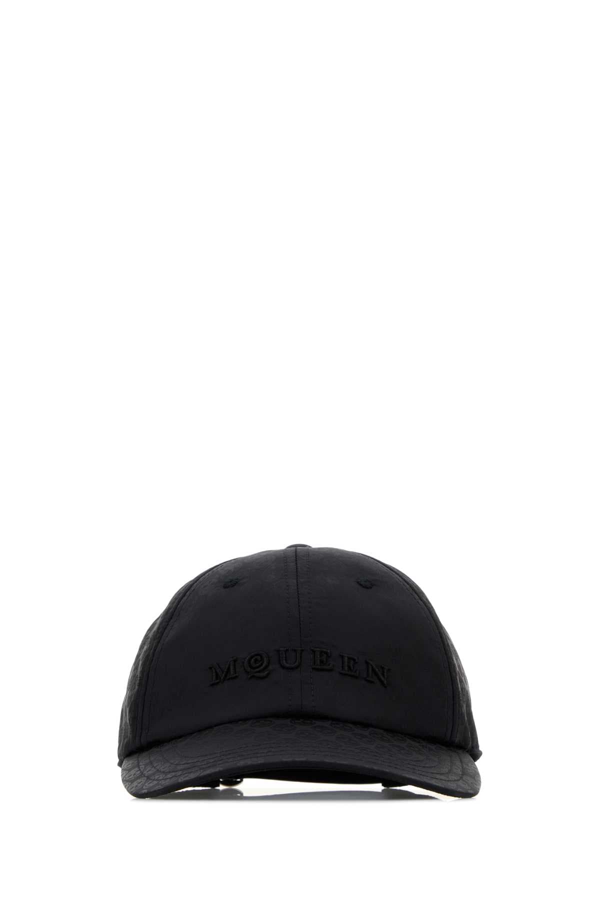 Black nylon baseball cap