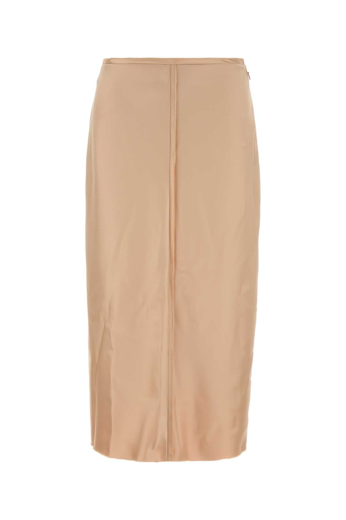 Skin pink stretch satin skirt