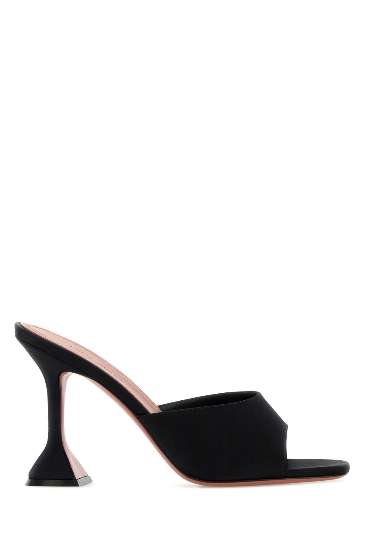 Black satin Lupina mules