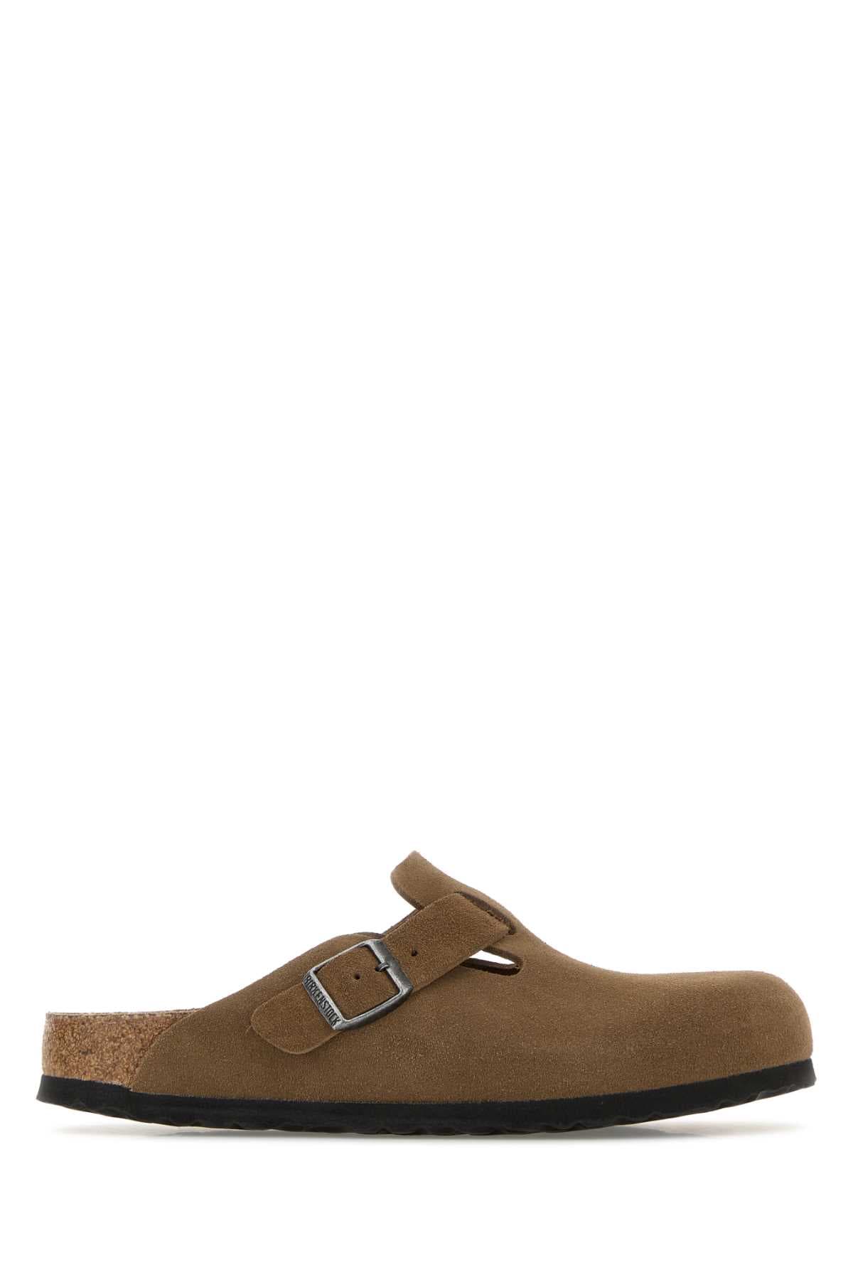 Brown suede Boston slippers