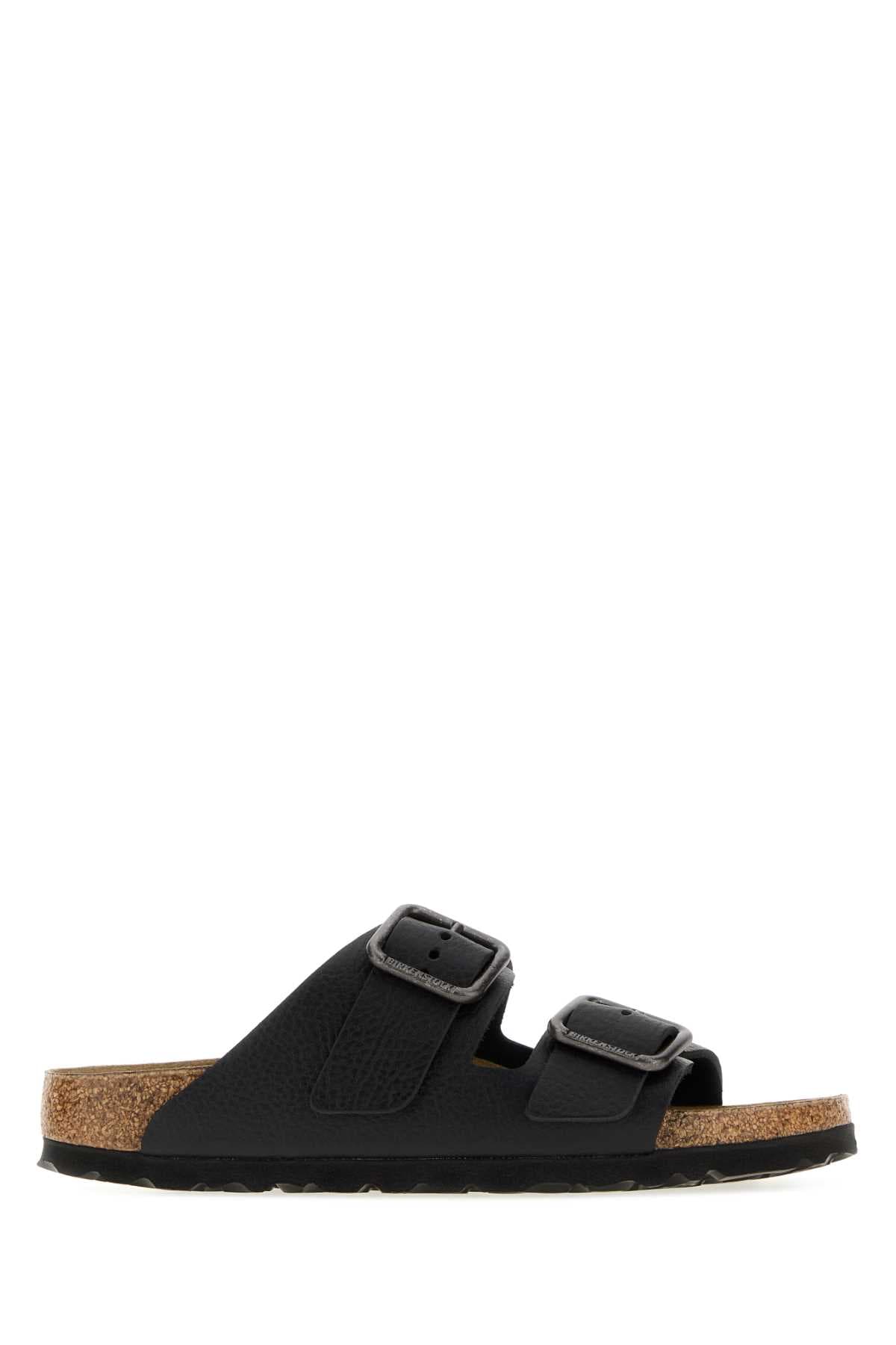Black leather Arizona slippers