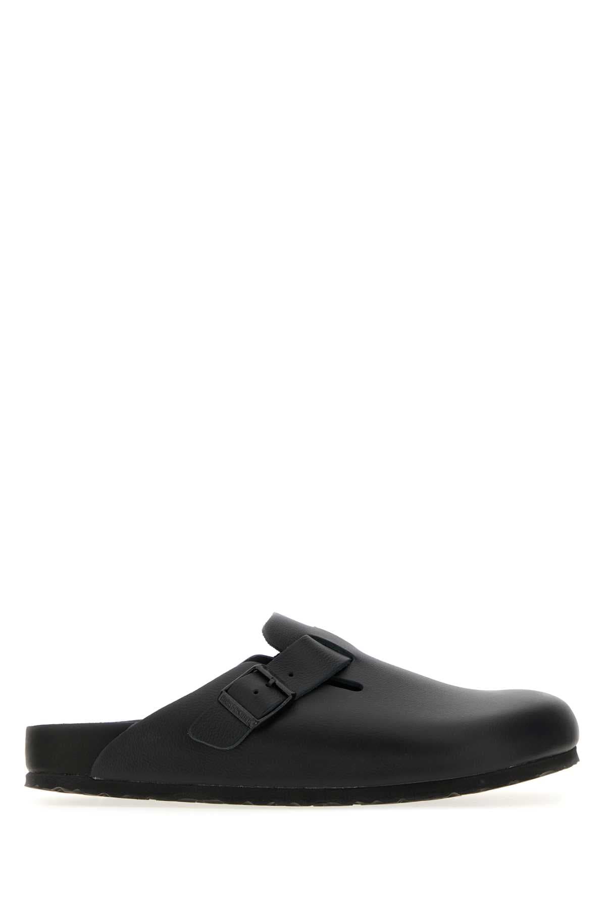 Black leather Boston slippers