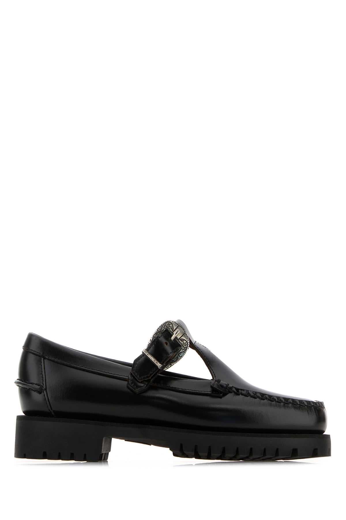 Black leather Aurora loafers