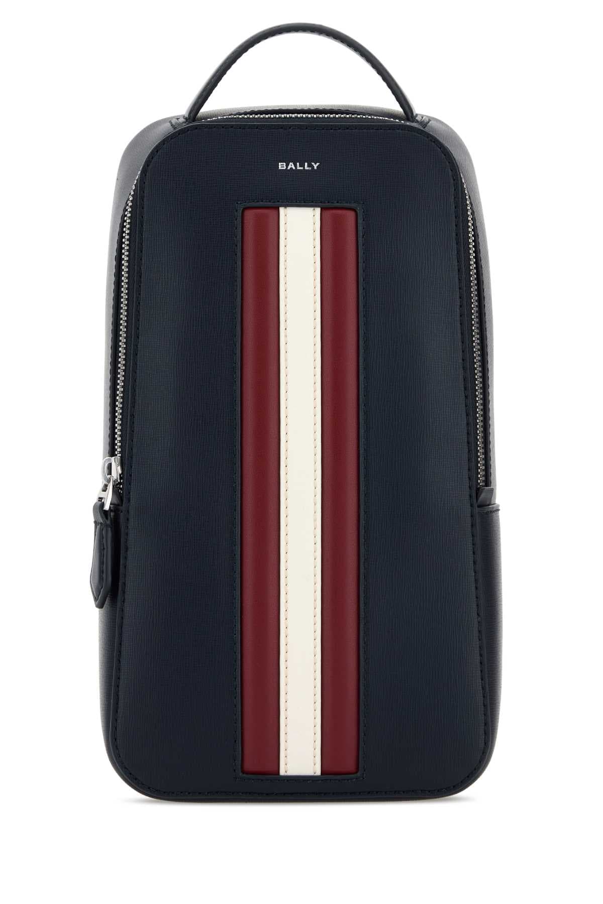 Navy blue leather crossbody bag