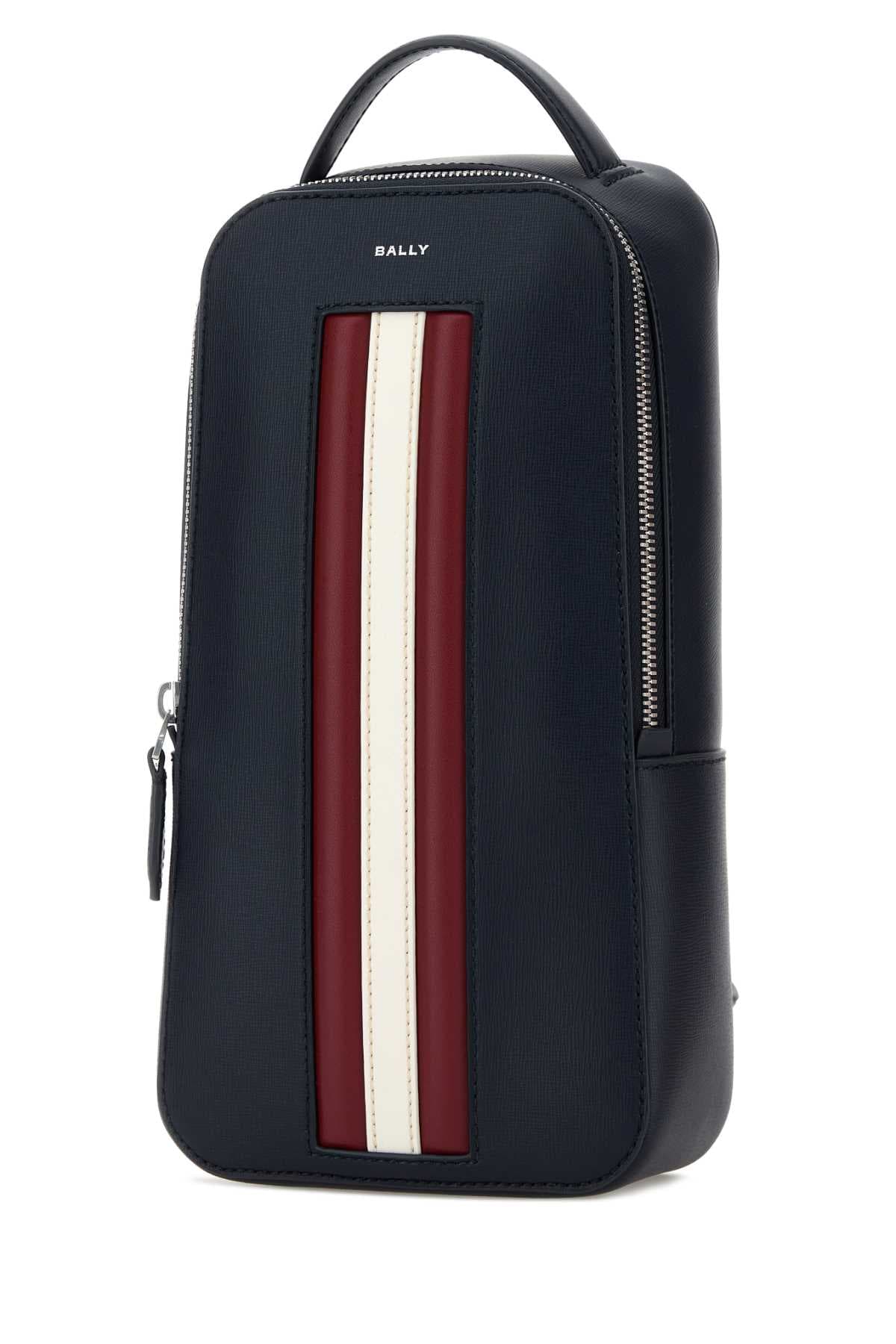 Navy blue leather crossbody bag - мініатюра 2