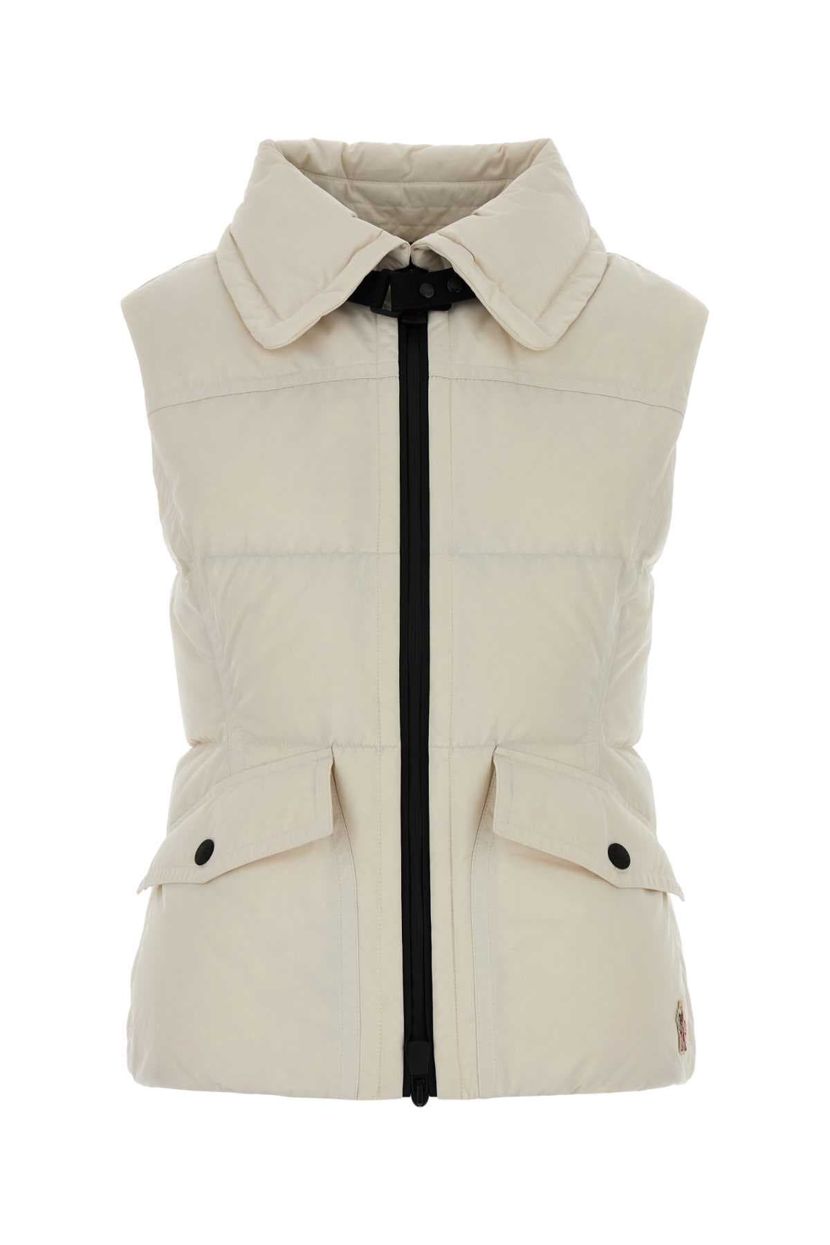 Ivory polyester sleeveless Hallaine down jacket