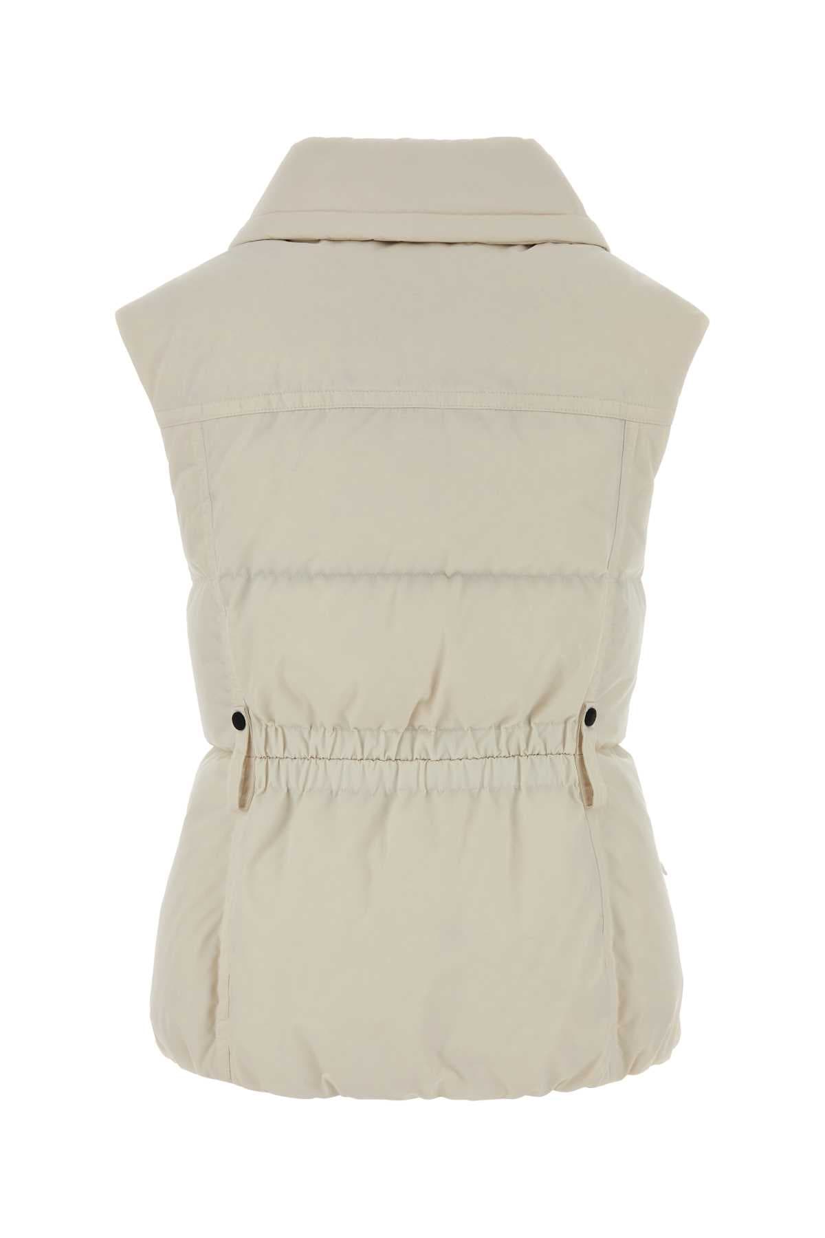 Ivory polyester sleeveless Hallaine down jacket - мініатюра 2