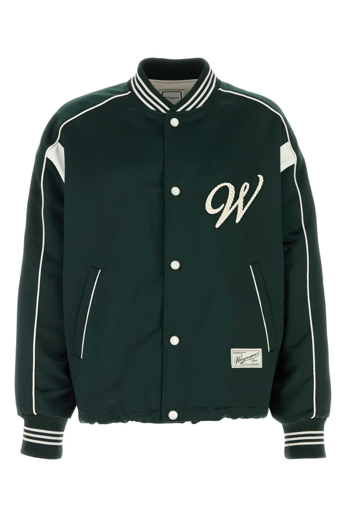Bottle green satin bomber jacket