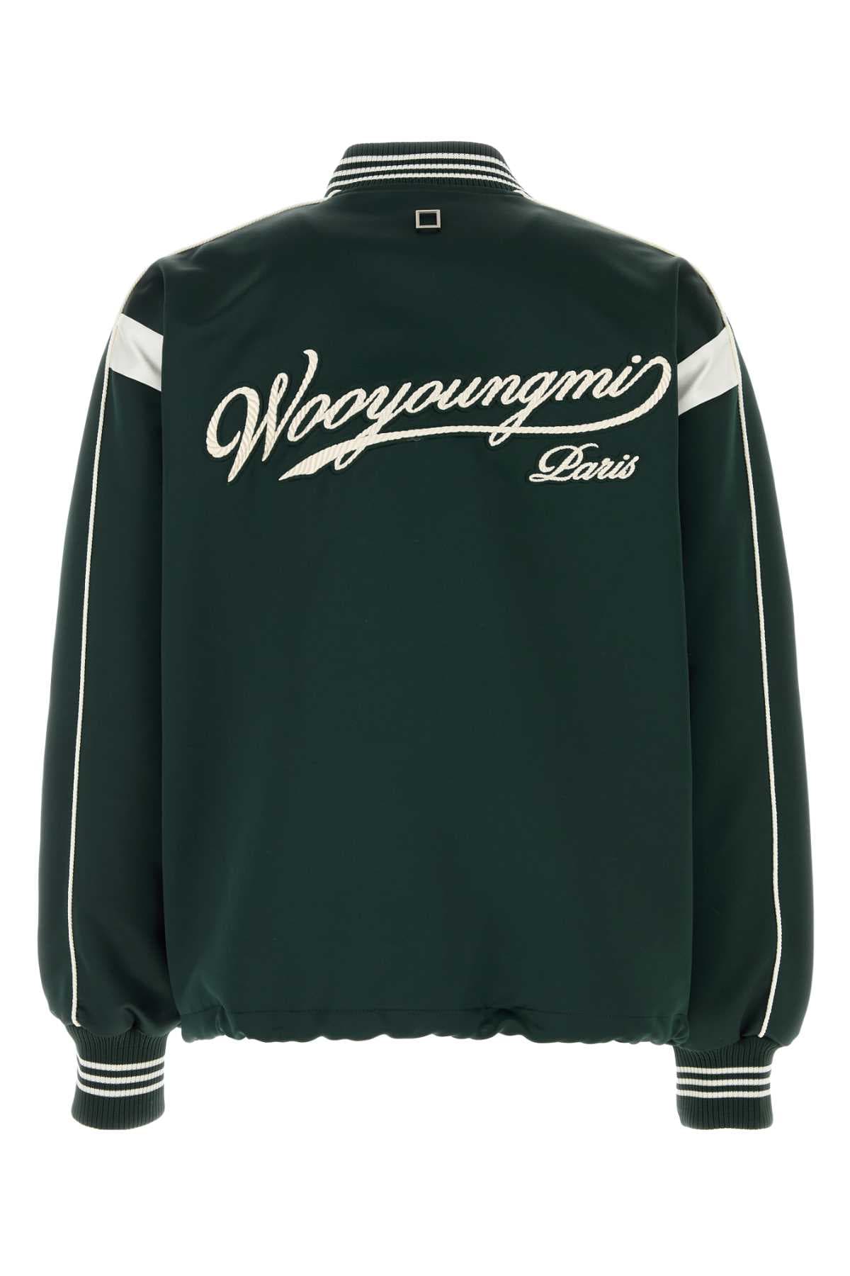 Bottle green satin bomber jacket - мініатюра 2
