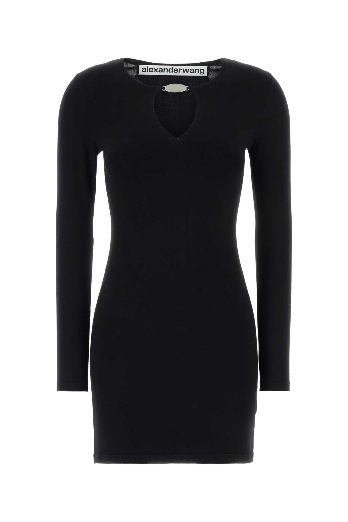 Black stretch viscose blend mini dress