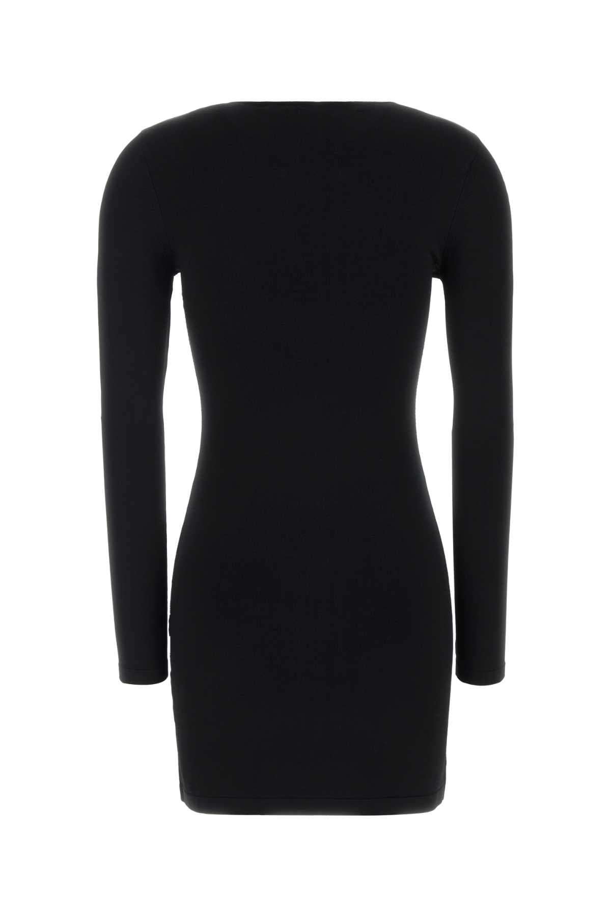 Black stretch viscose blend mini dress - мініатюра 2