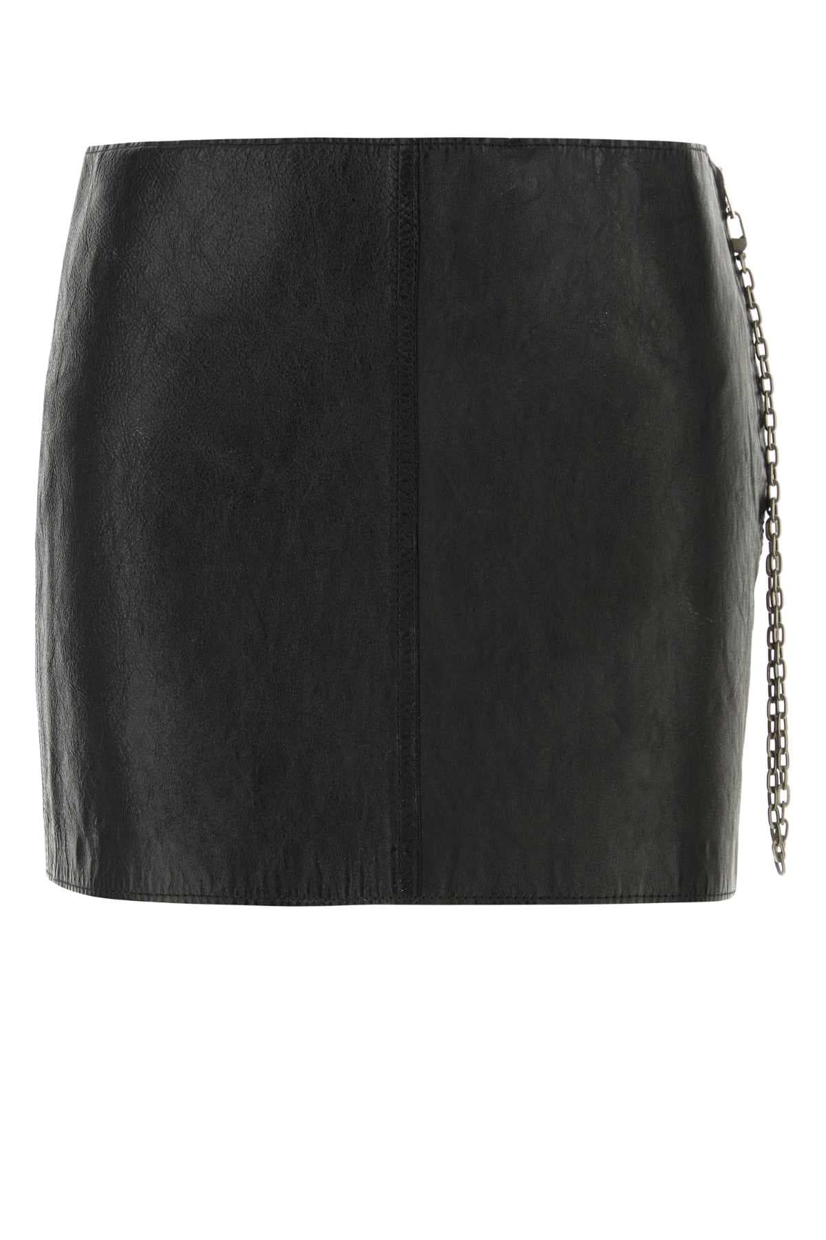 Black leather mini skirt