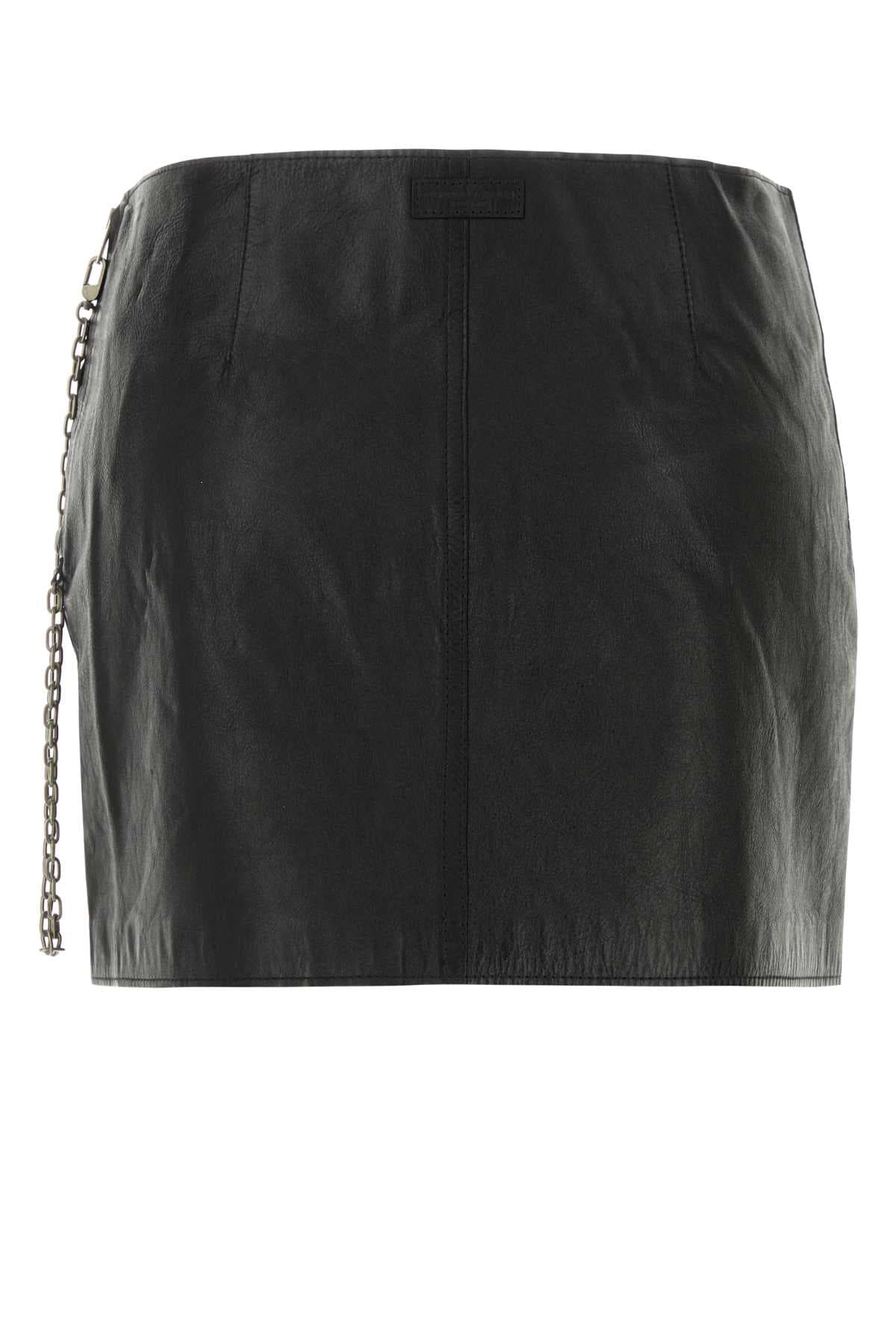 Black leather mini skirt - мініатюра 2