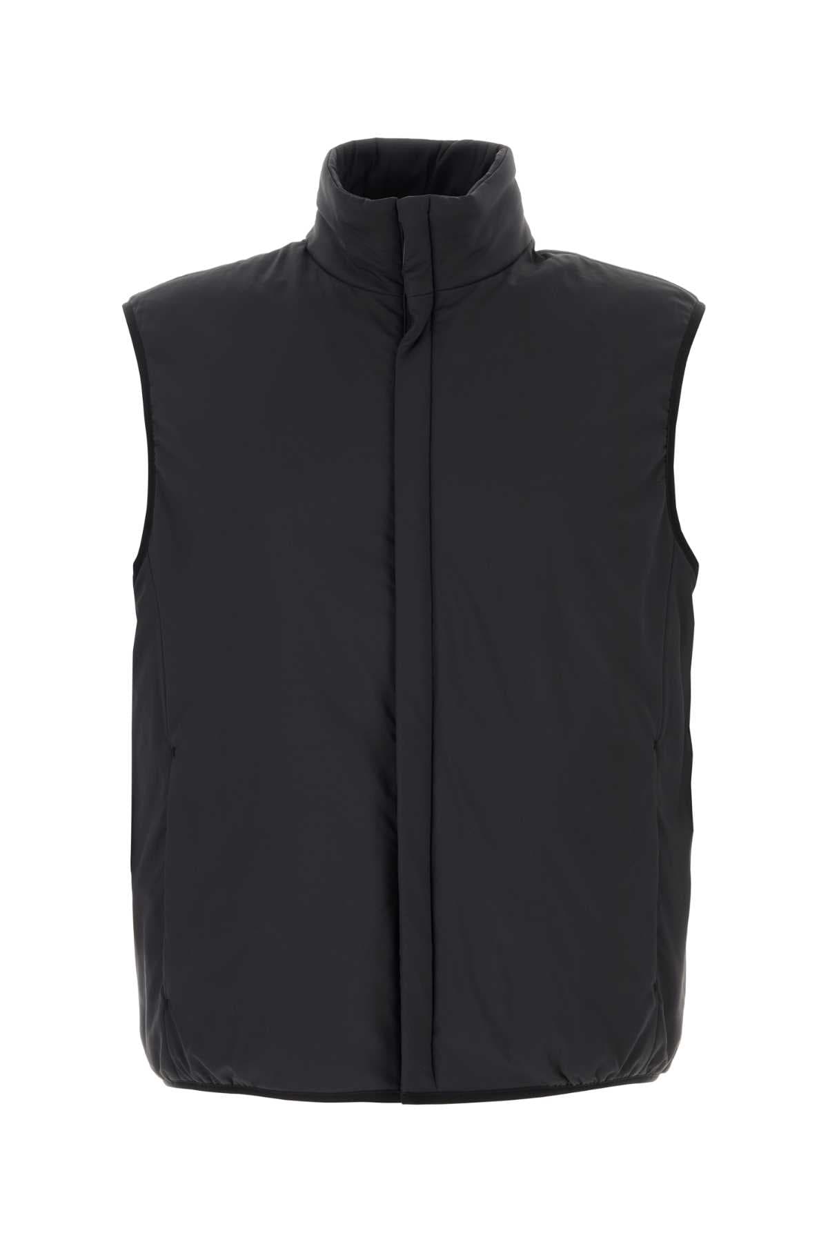 Black nylon sleeveless jacket