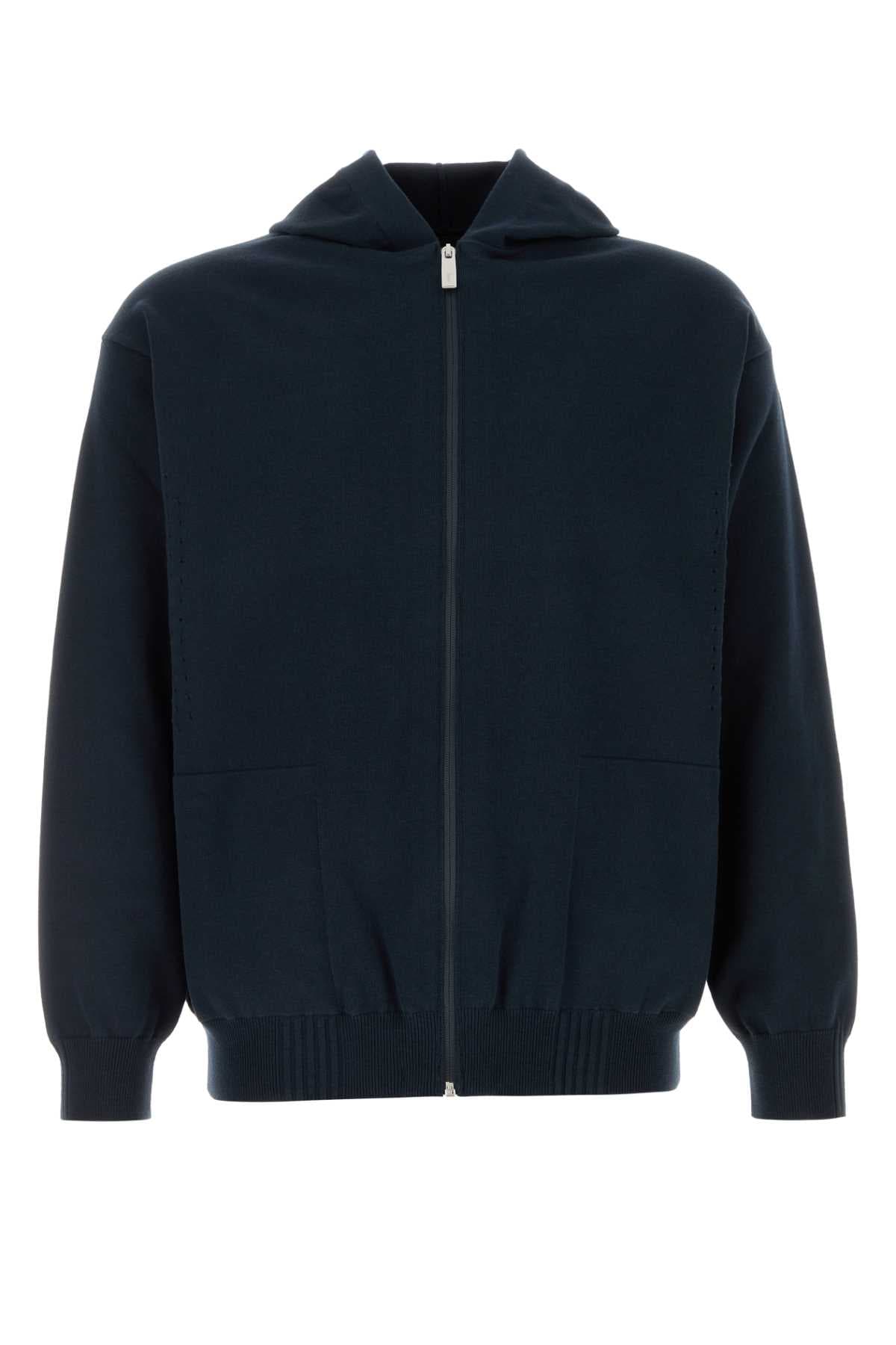 Navy blue cotton blend cardigan