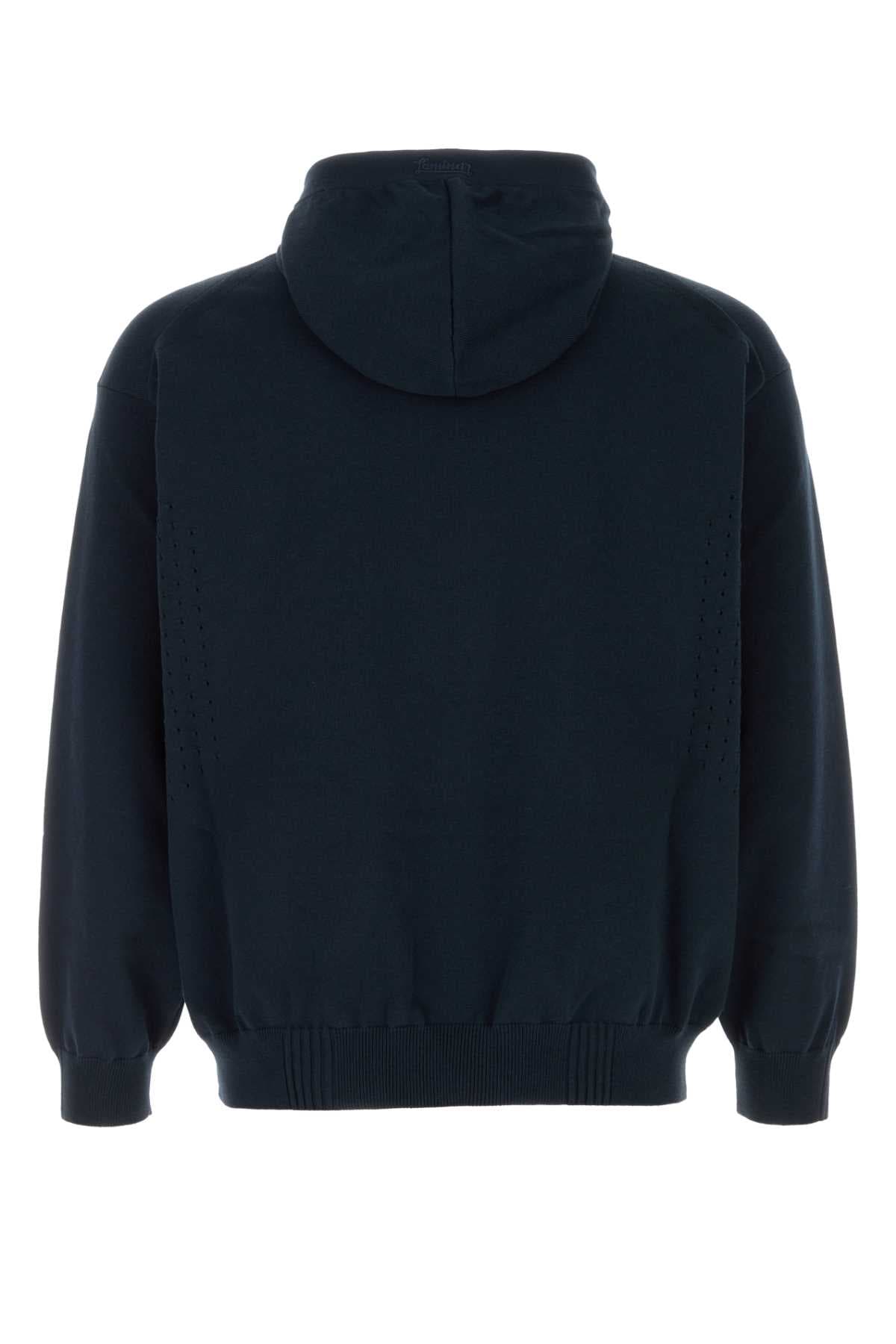 Navy blue cotton blend cardigan - мініатюра 2